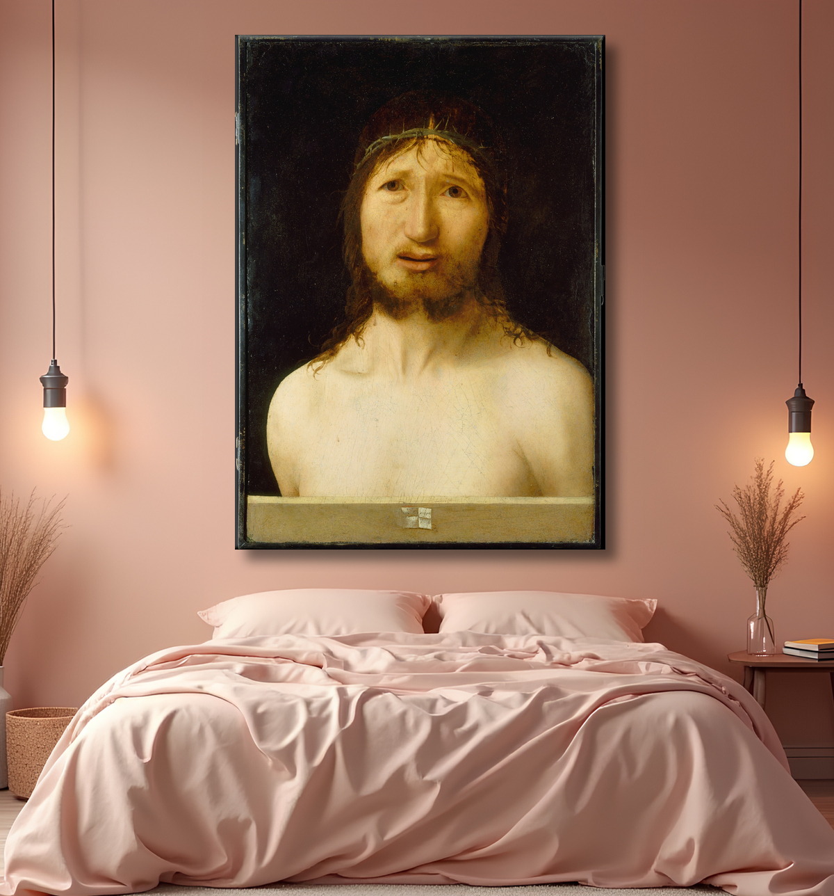 Reproduction Le Christ couronné d'épines de Antonello da Messina (Antonello di Giovanni d'Antonio) avec decor