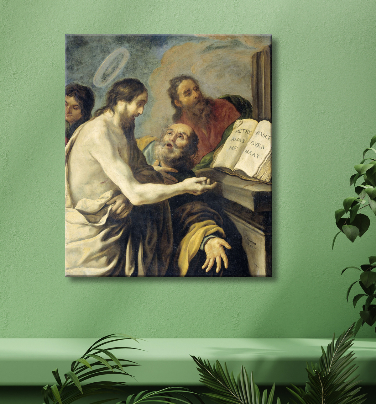 Reproduction Le Christ demande à Pierre de nourrir mes brebis de Claude Vignon avec decor