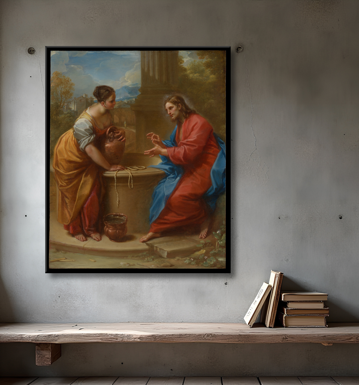 Reproduction Le Christ et la femme de Samarie de Benedetto Luti avec decor