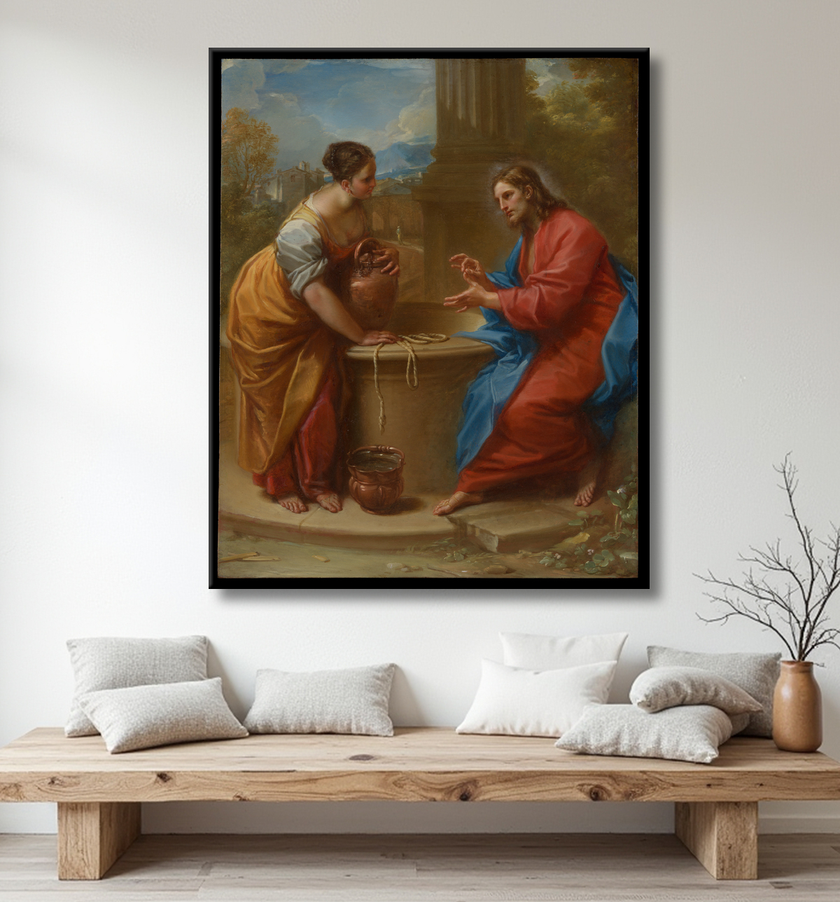 Reproduction Le Christ et la femme de Samarie de Benedetto Luti avec decor