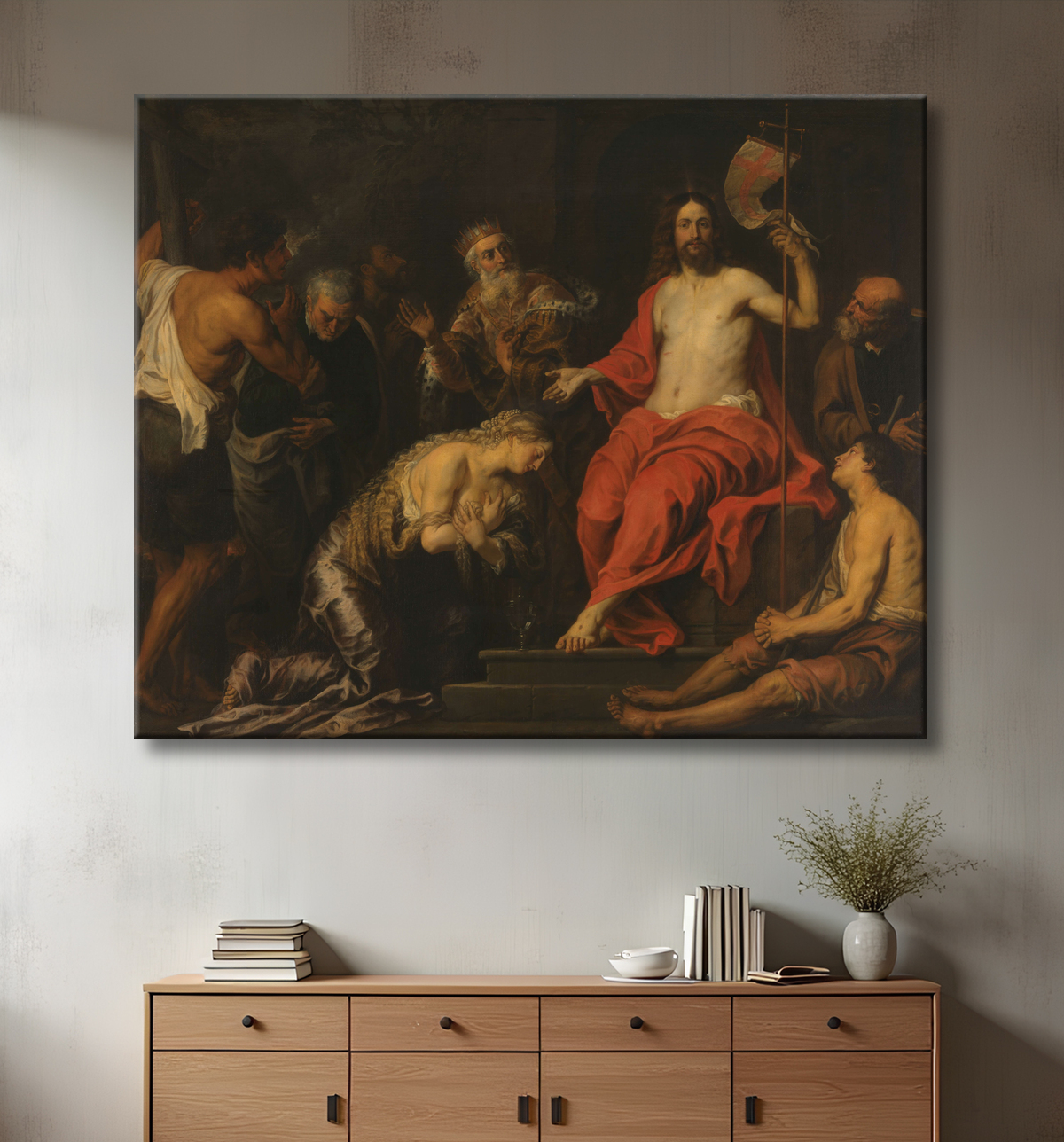 Reproduction Le Christ et les pécheurs pénitents de Gerard Seghers avec decor