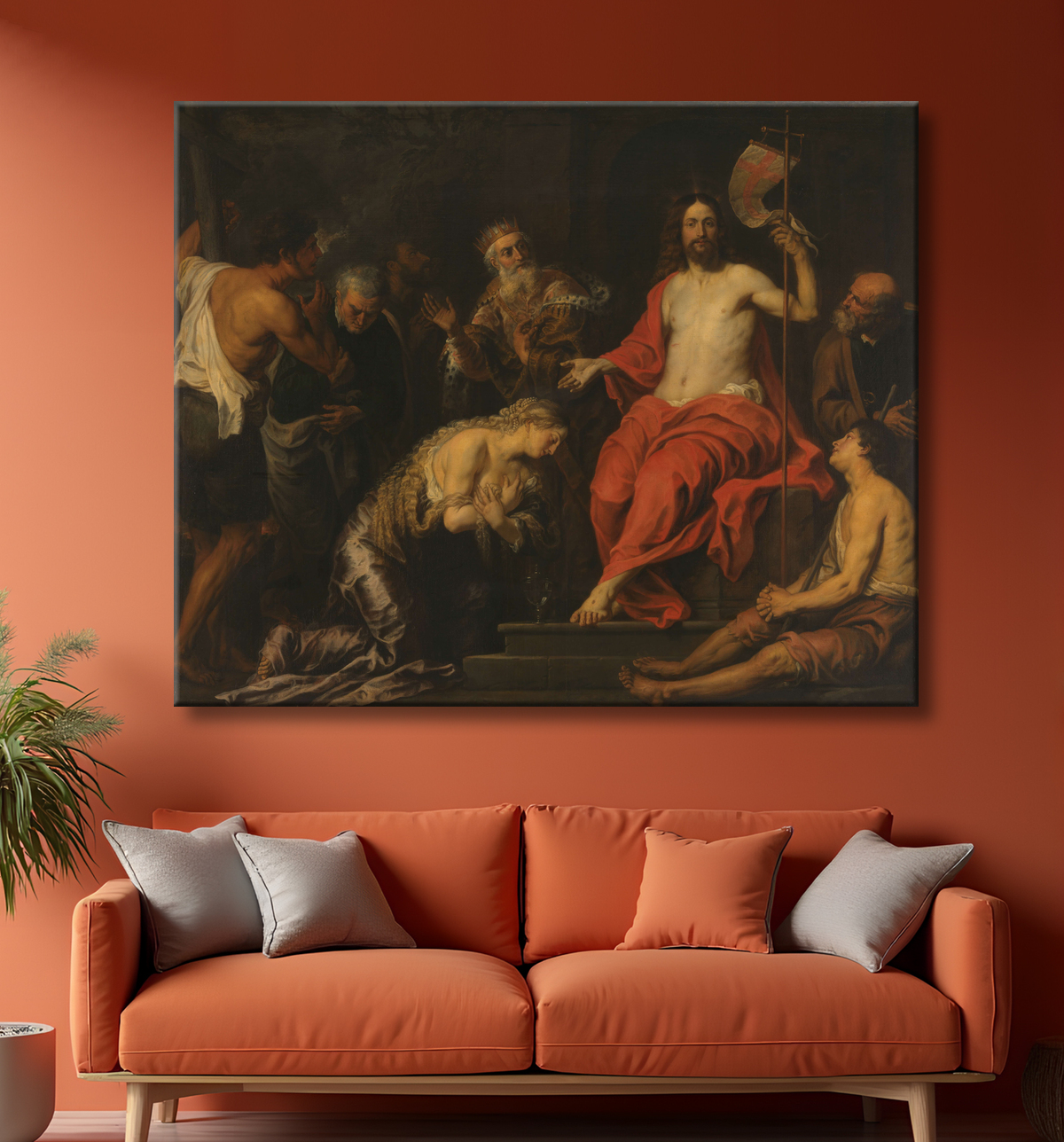 Reproduction Le Christ et les pécheurs pénitents de Gerard Seghers avec decor