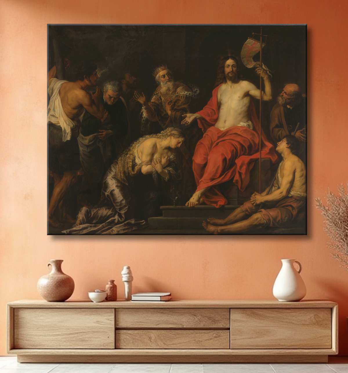 Reproduction Le Christ et les pécheurs pénitents de Gerard Seghers avec decor