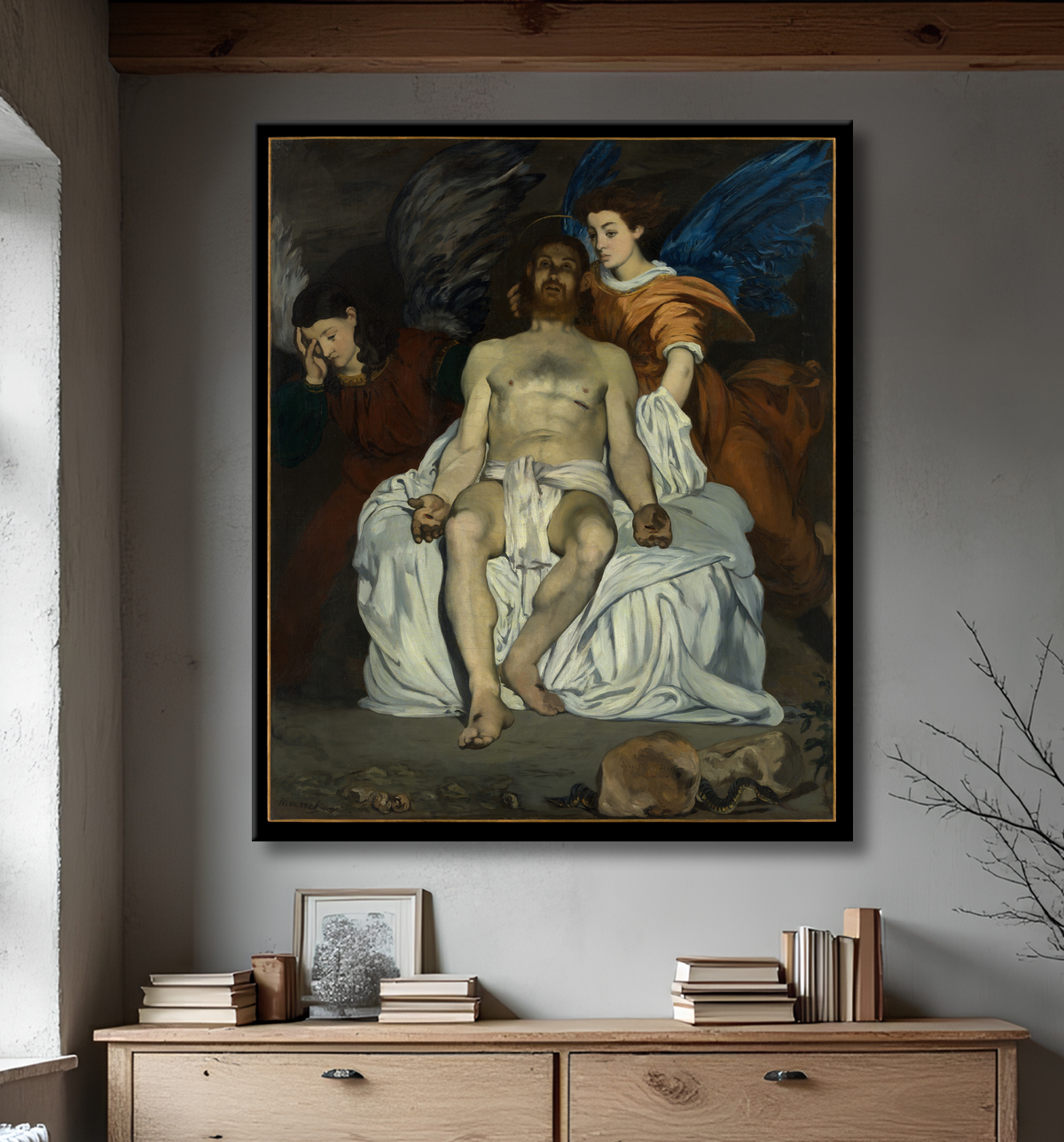 Reproduction Le Christ mort avec des anges de Edouard Manet avec decor