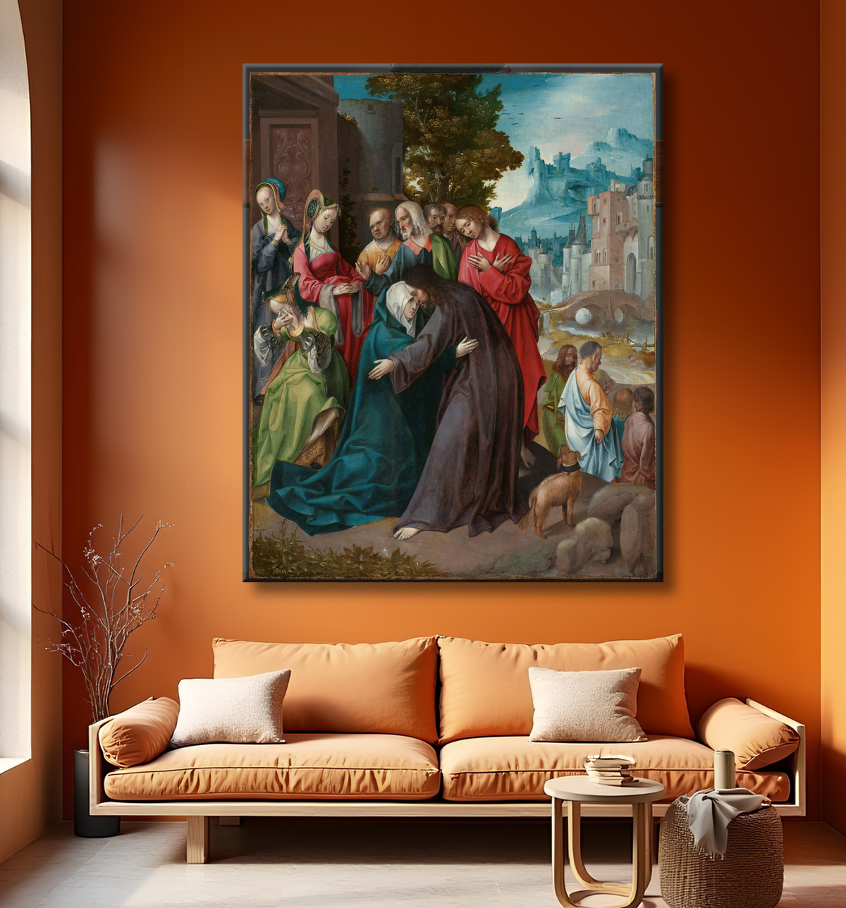 Reproduction Le Christ prenant congé de sa mère de Cornelis Engebrechtsz avec decor