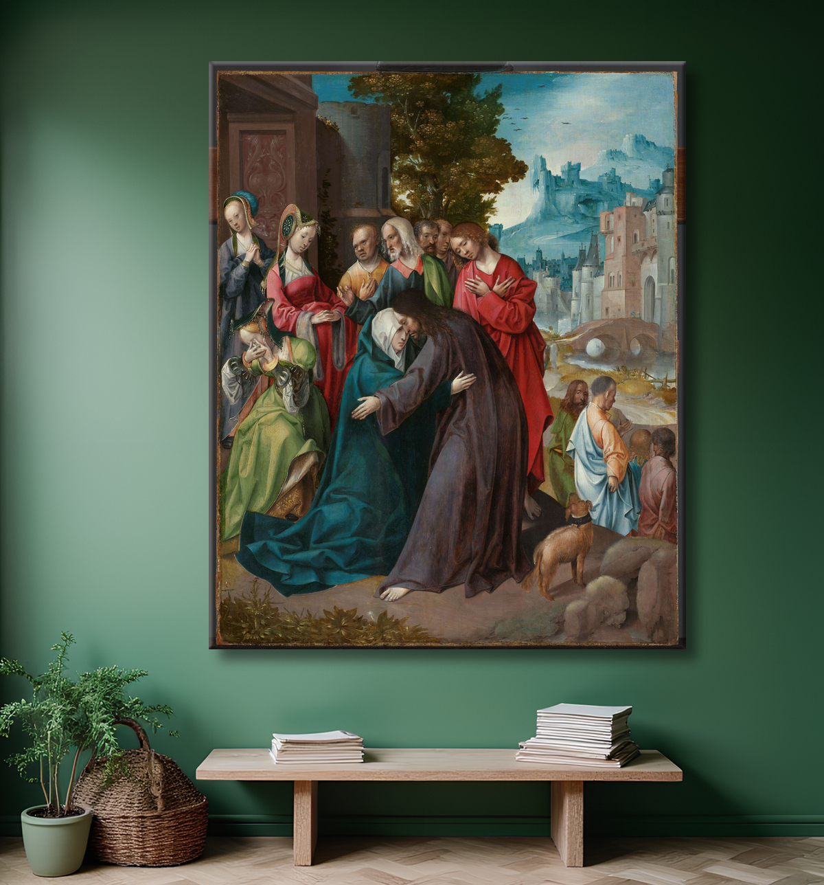 Reproduction Le Christ prenant congé de sa mère de Cornelis Engebrechtsz avec decor