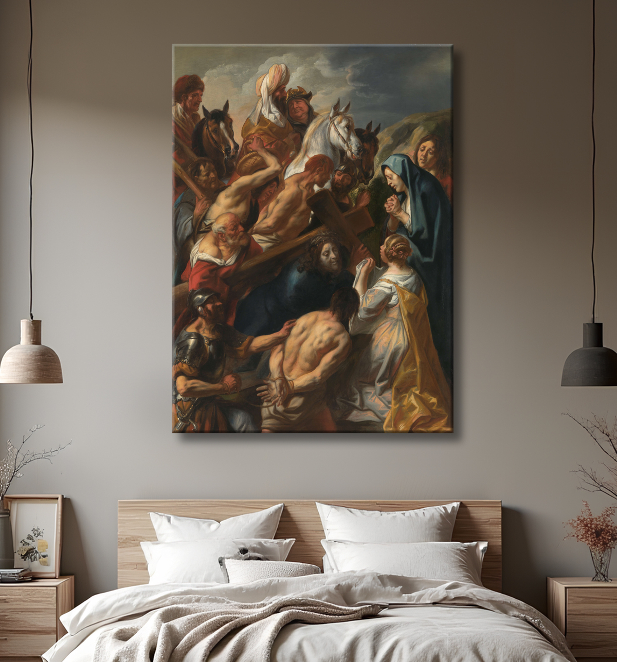 Reproduction Le Christ sur le chemin du Calvaire de Jacques Jordaens avec decor