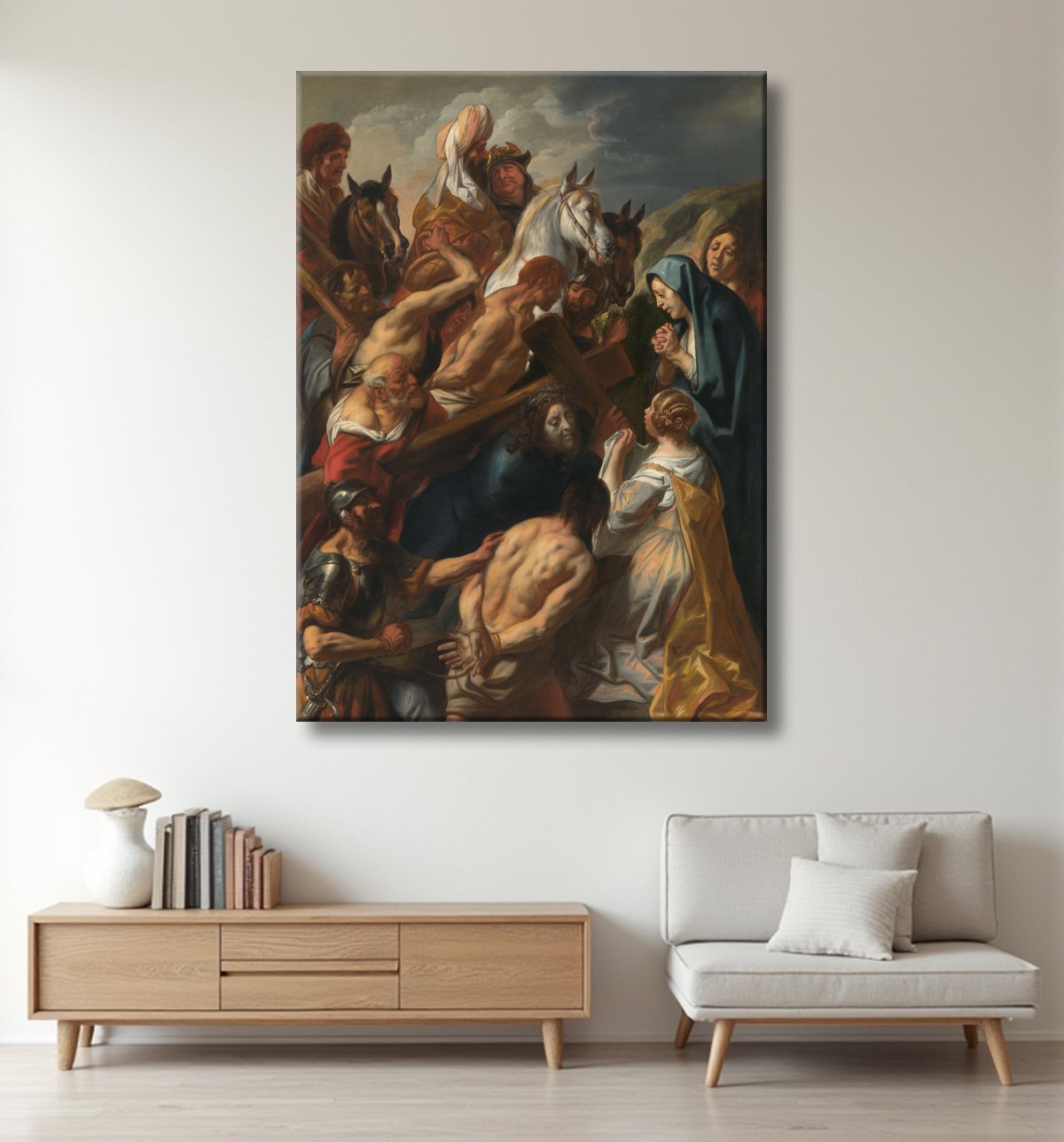 Reproduction Le Christ sur le chemin du Calvaire de Jacques Jordaens avec decor