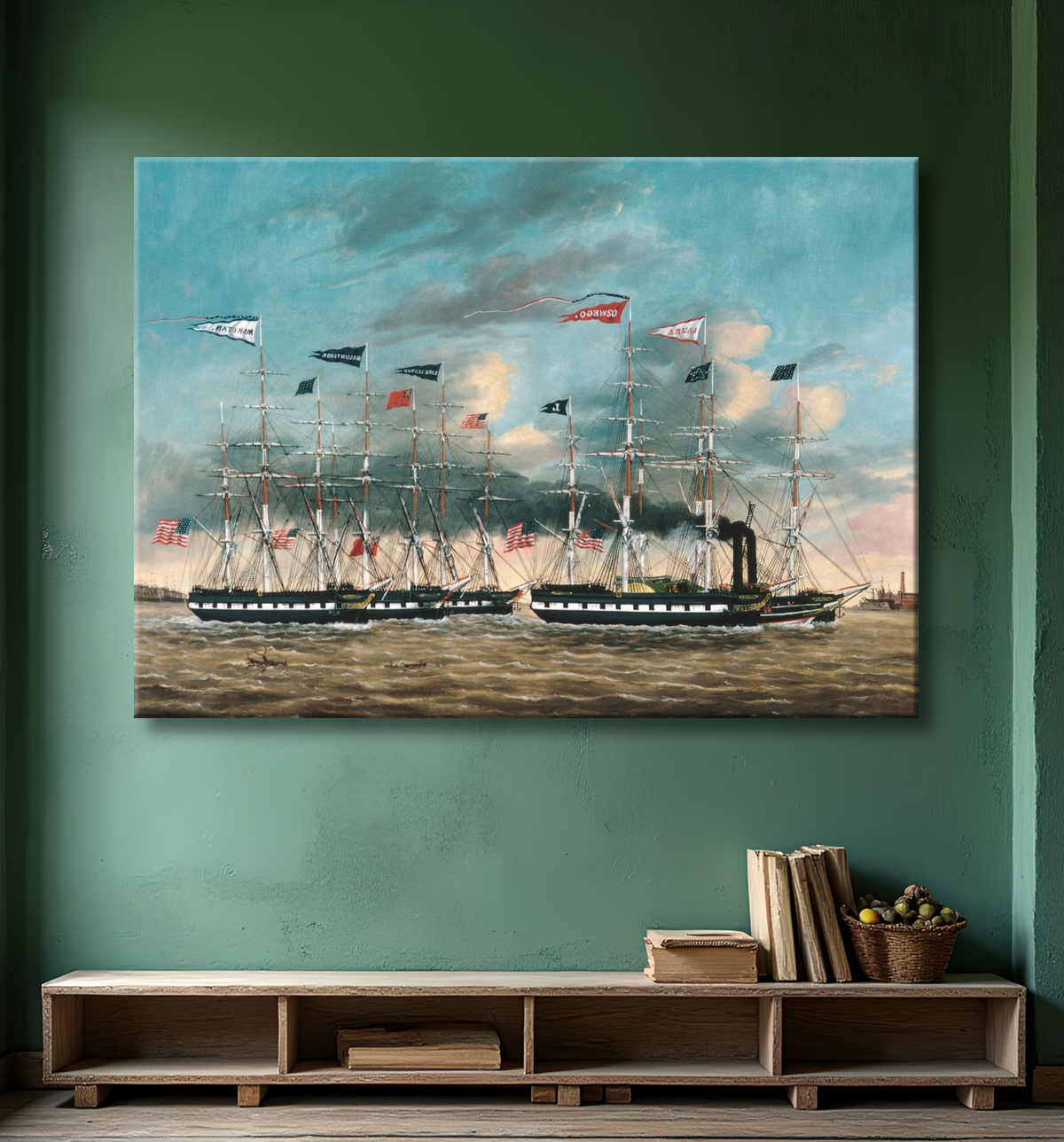 Reproduction Le conquérant du remorqueur de James Guy Evans avec decor