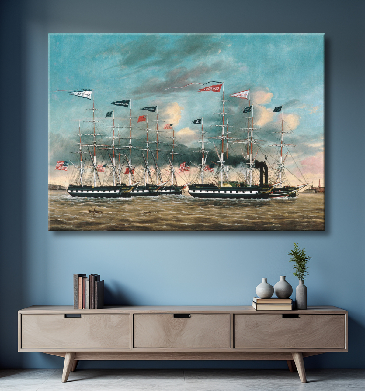 Reproduction Le conquérant du remorqueur de James Guy Evans avec decor