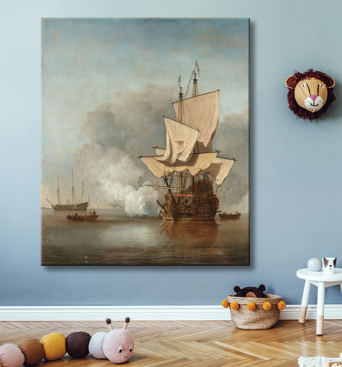 Reproduction Le coup de canon de Willem van de Velde (II) avec decor