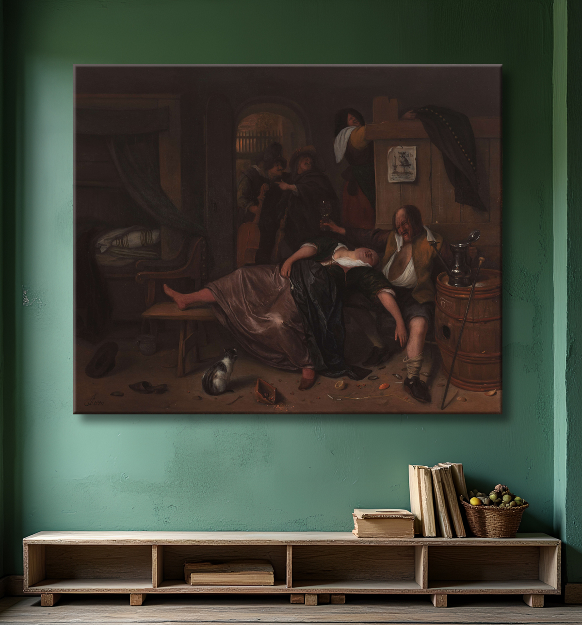 Reproduction Le couple ivre de Jan Havicksz. Steen avec decor