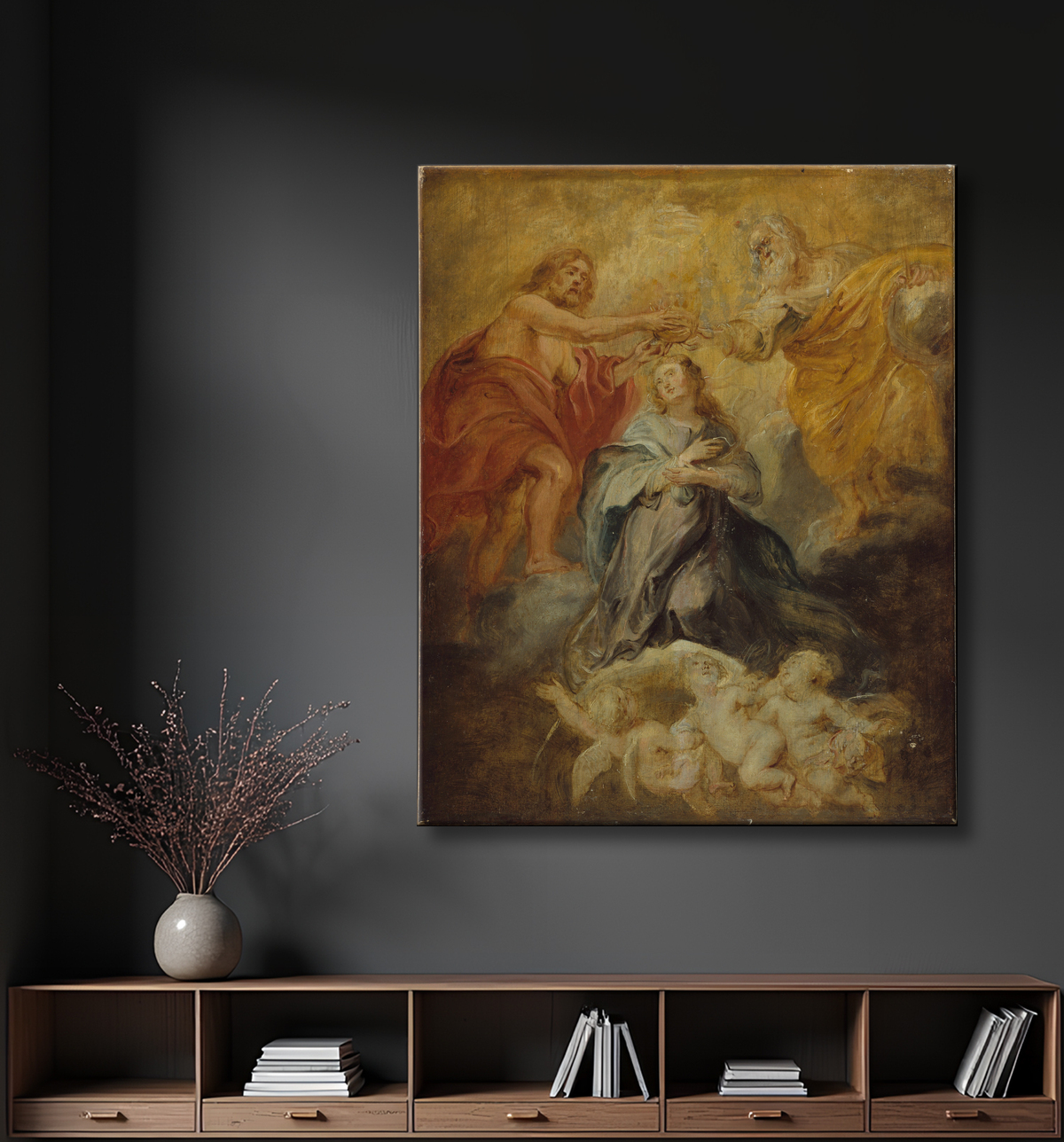 Reproduction Le couronnement de la Vierge de Peter Paul Rubens avec decor