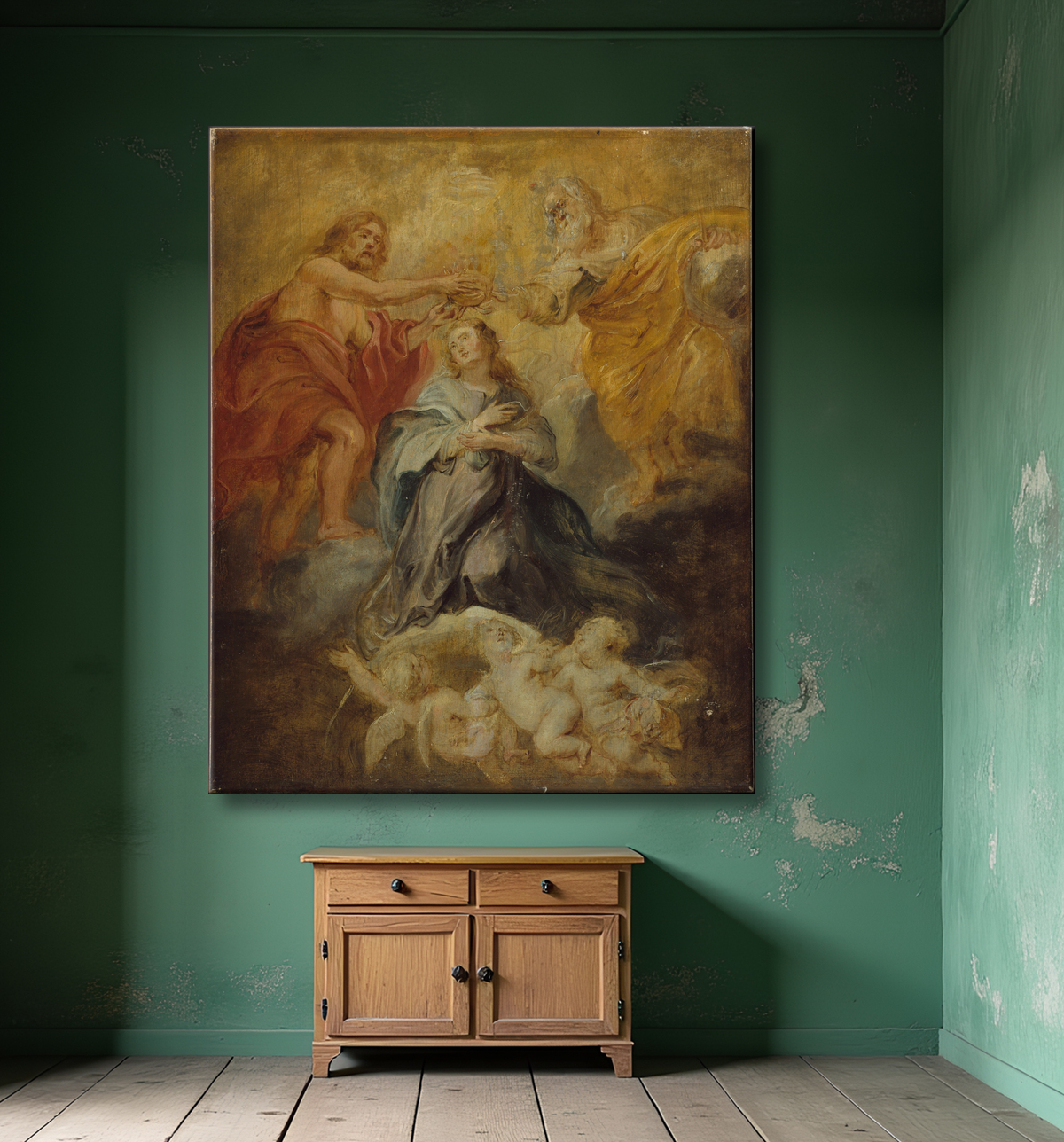 Reproduction Le couronnement de la Vierge de Peter Paul Rubens avec decor