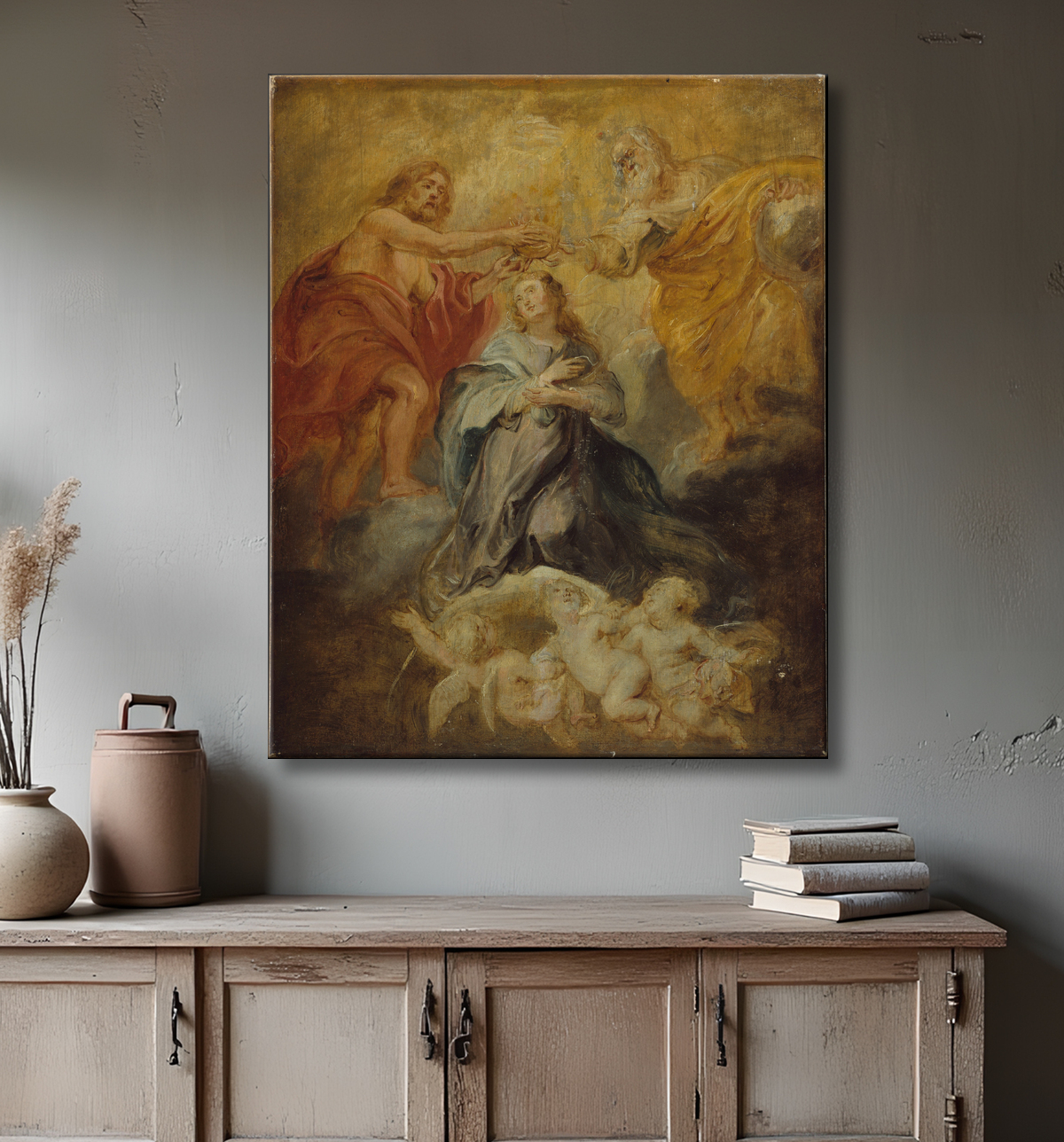 Reproduction Le couronnement de la Vierge de Peter Paul Rubens avec decor