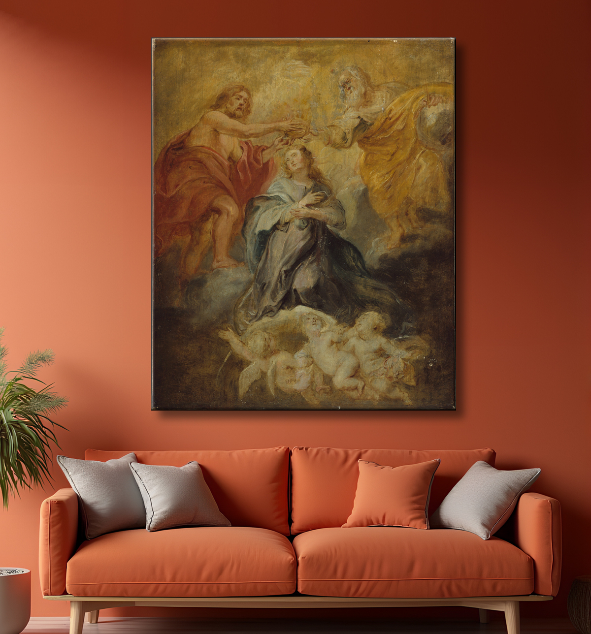 Reproduction Le couronnement de la Vierge de Peter Paul Rubens avec decor