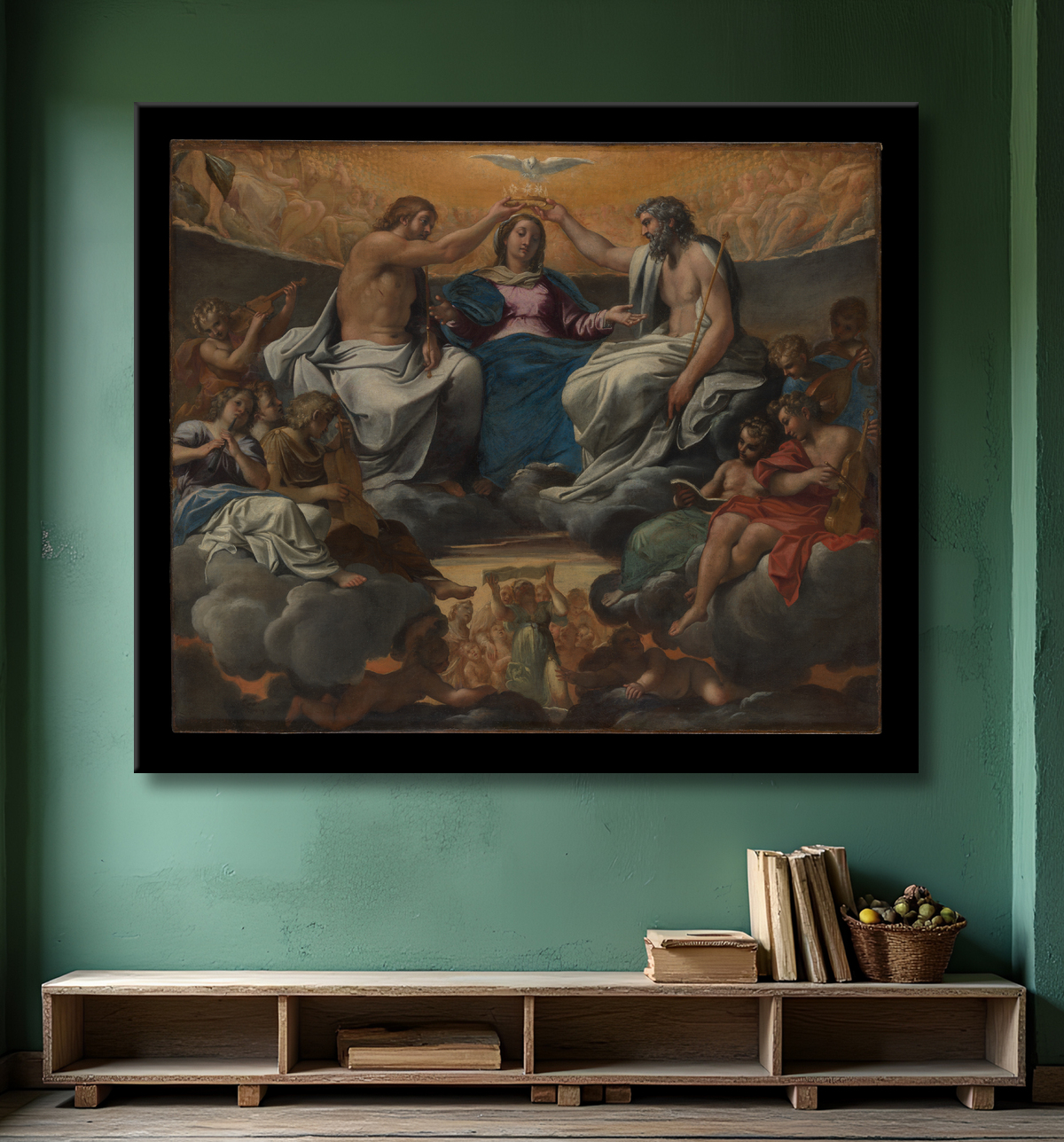 Reproduction Le couronnement de la Vierge de Annibale Carracci avec decor
