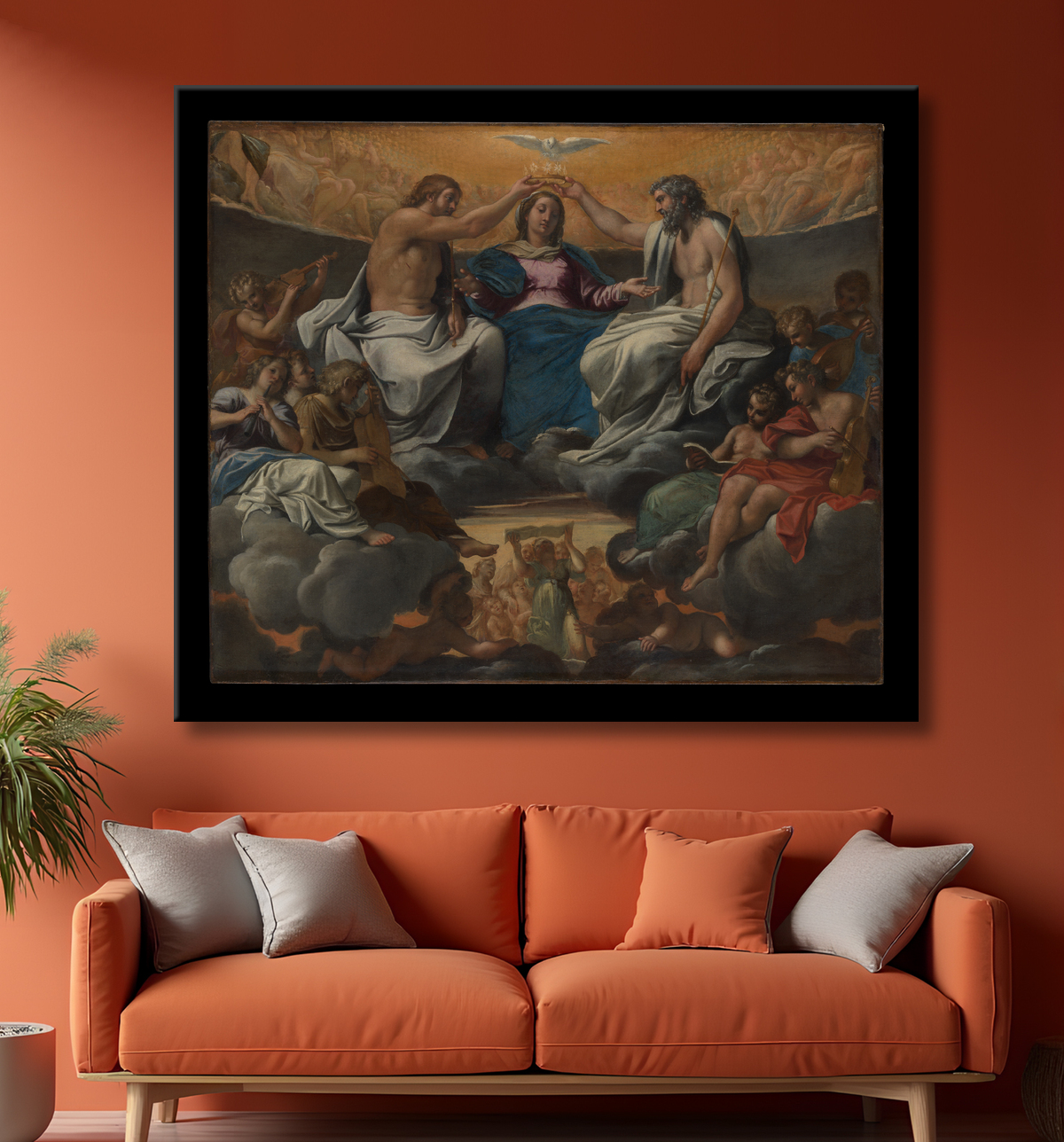 Reproduction Le couronnement de la Vierge de Annibale Carracci avec decor