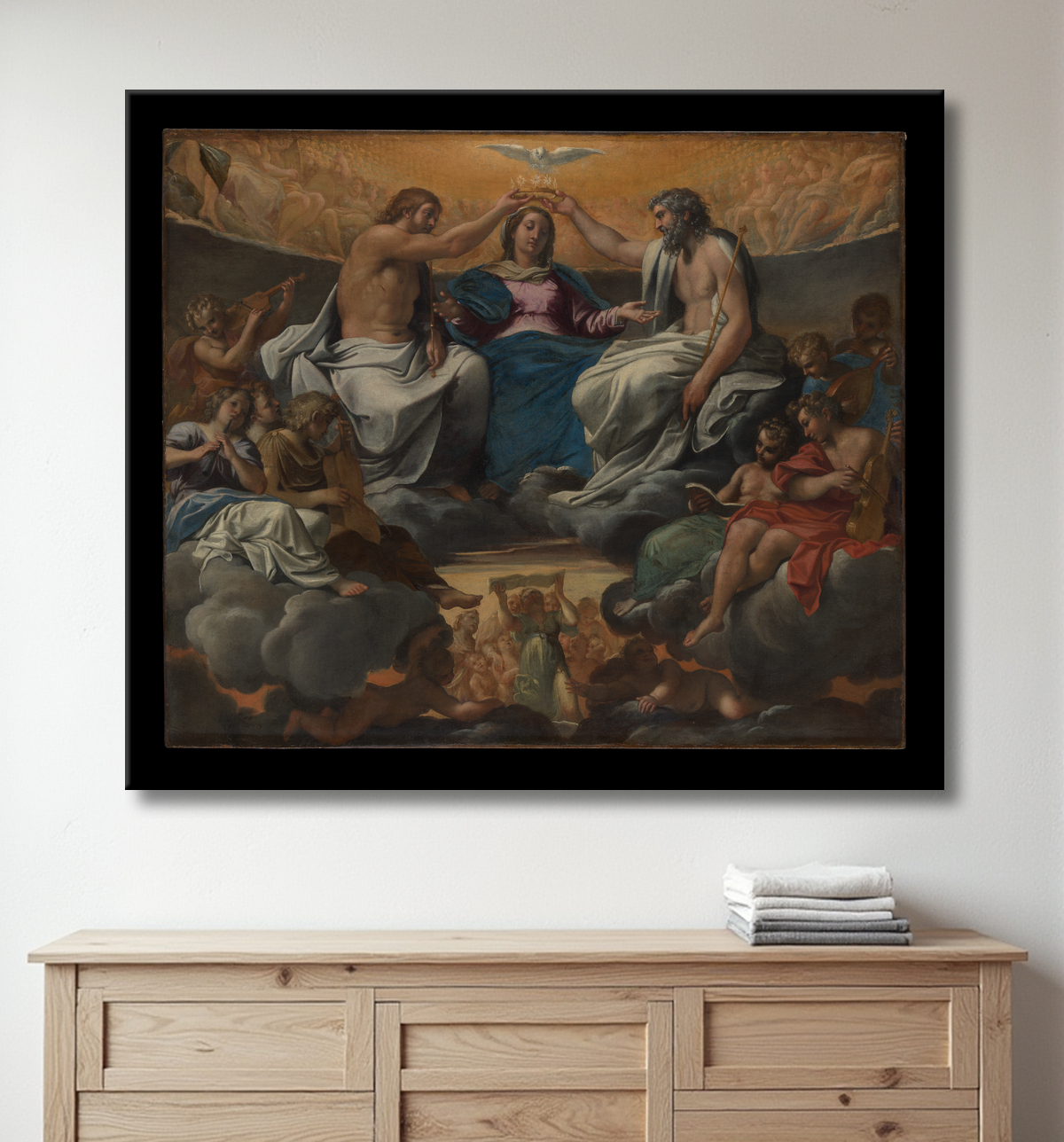 Reproduction Le couronnement de la Vierge de Annibale Carracci avec decor