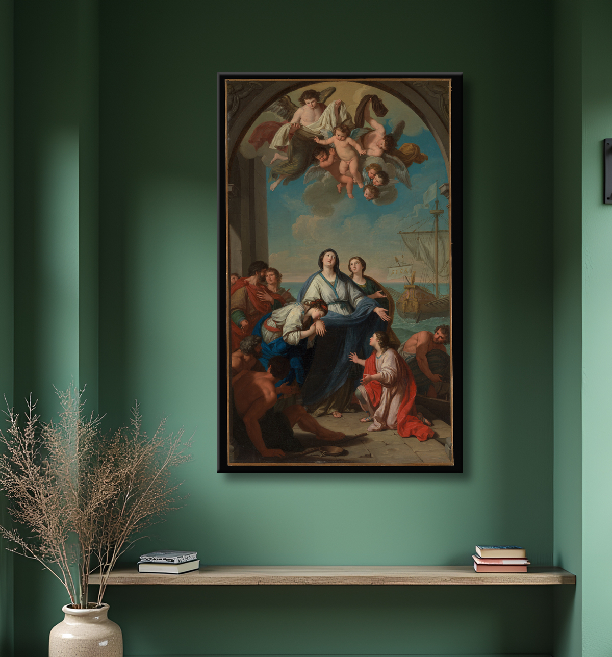 Reproduction Le départ des saintes Paule et Eustochium pour la Terre Sainte de Giuseppe Bottani avec decor
