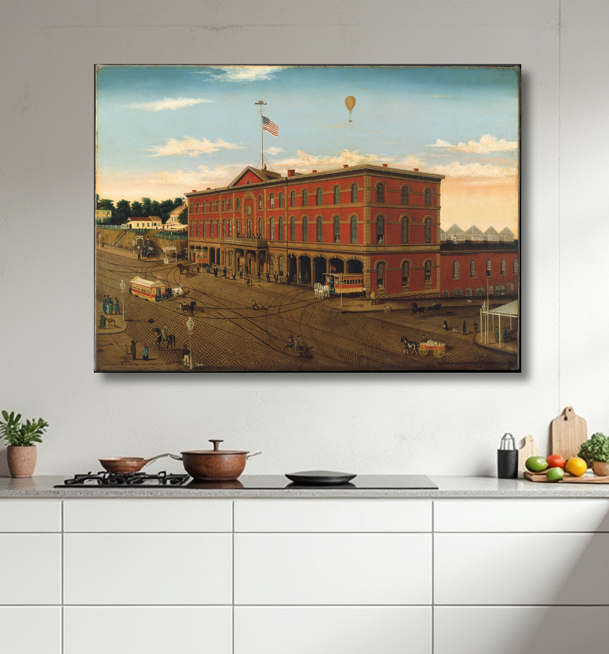 Reproduction Le dépôt ferroviaire de la troisième avenue de William H. Schenck avec decor