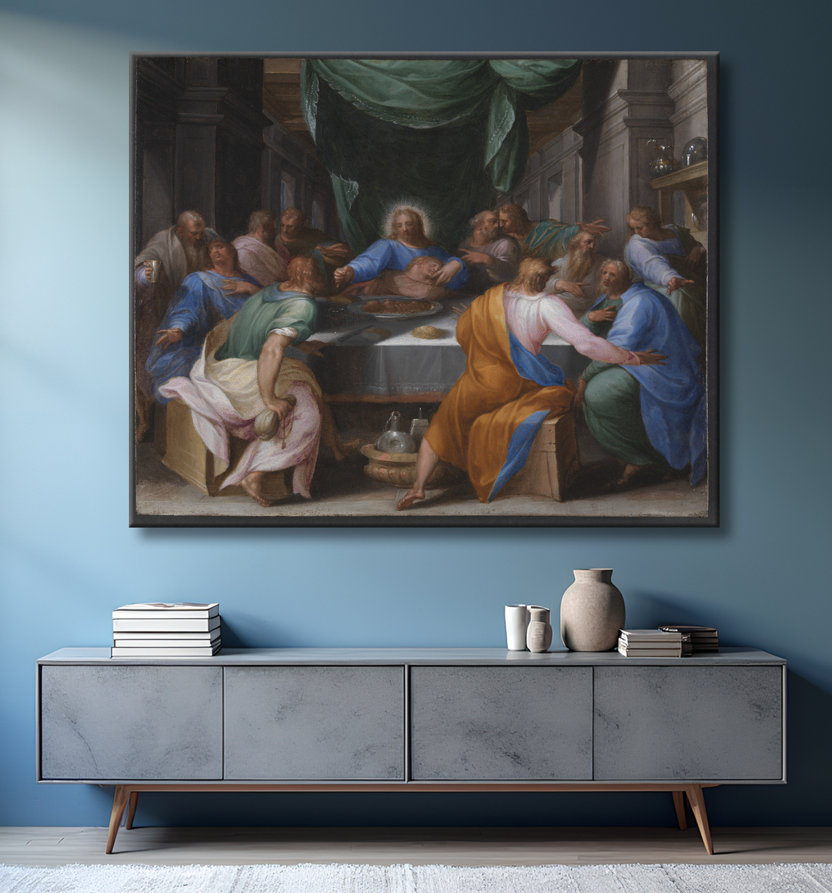 Reproduction Le dernier souper de Muziano, Girolamo avec decor