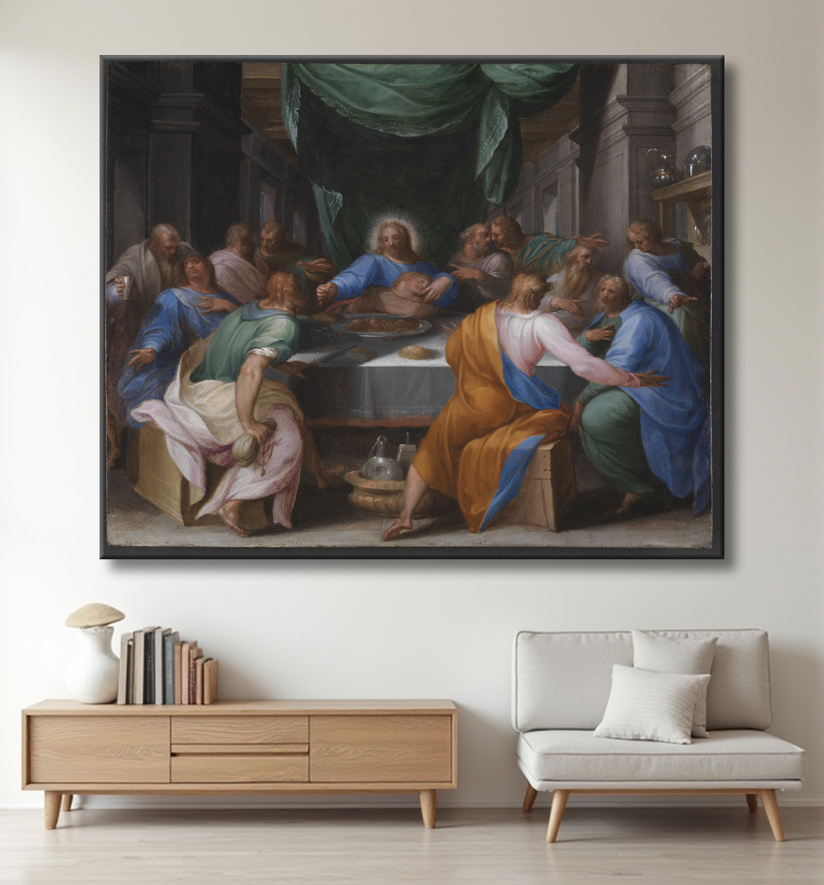 Reproduction Le dernier souper de Muziano, Girolamo avec decor
