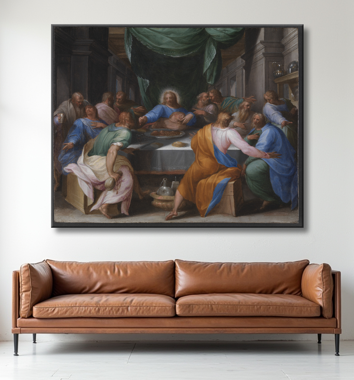 Reproduction Le dernier souper de Muziano, Girolamo avec decor