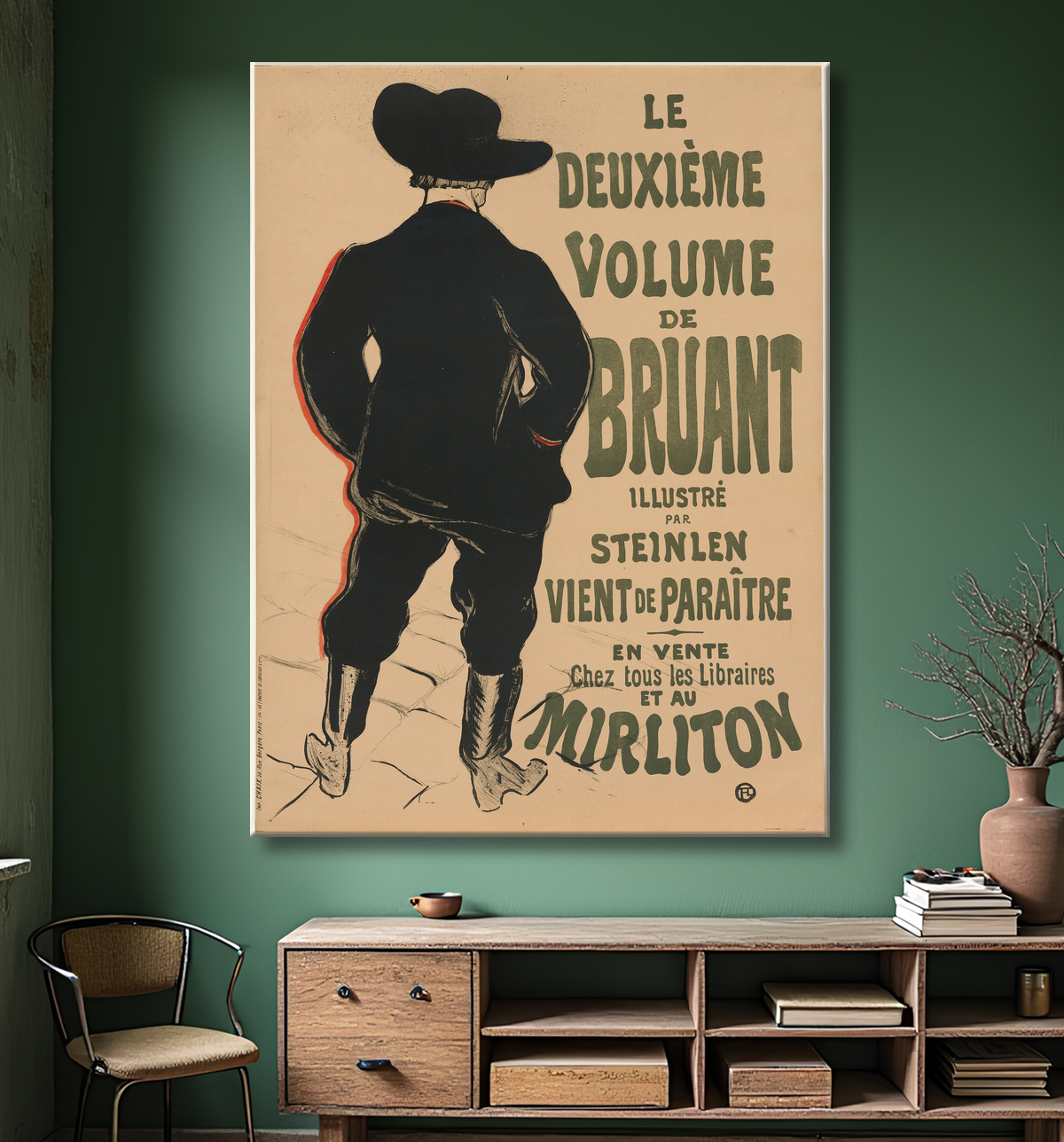 Reproduction Le deuxième tome de Bruant de Henri de Toulouse-Lautrec avec decor