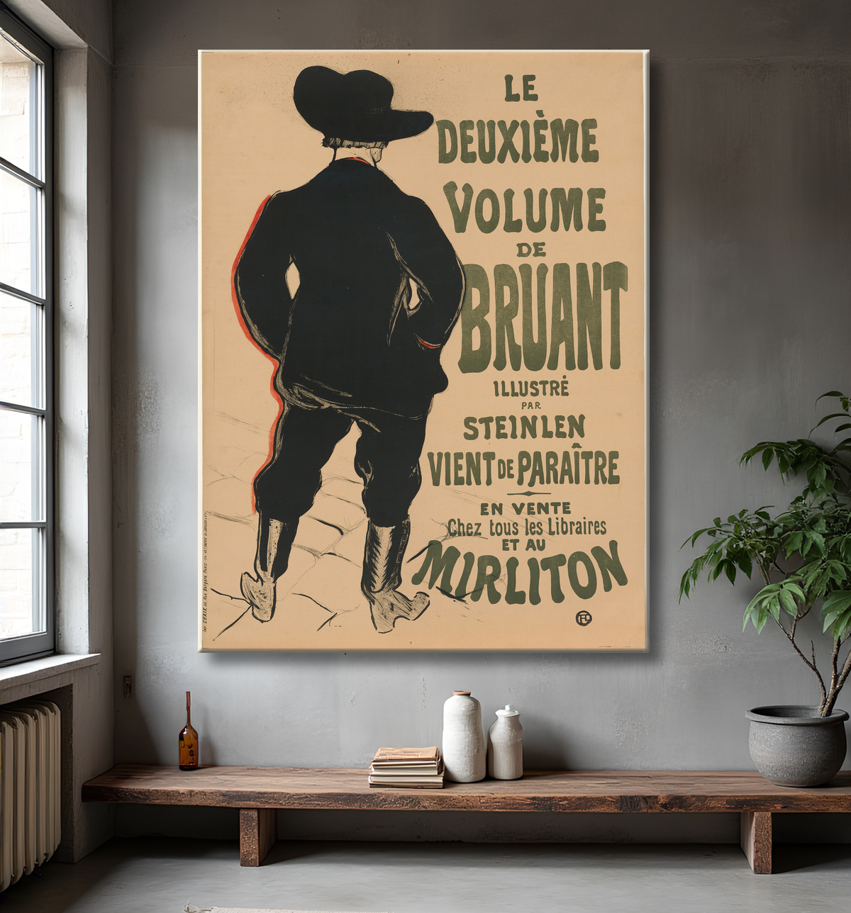 Reproduction Le deuxième tome de Bruant de Henri de Toulouse-Lautrec avec decor