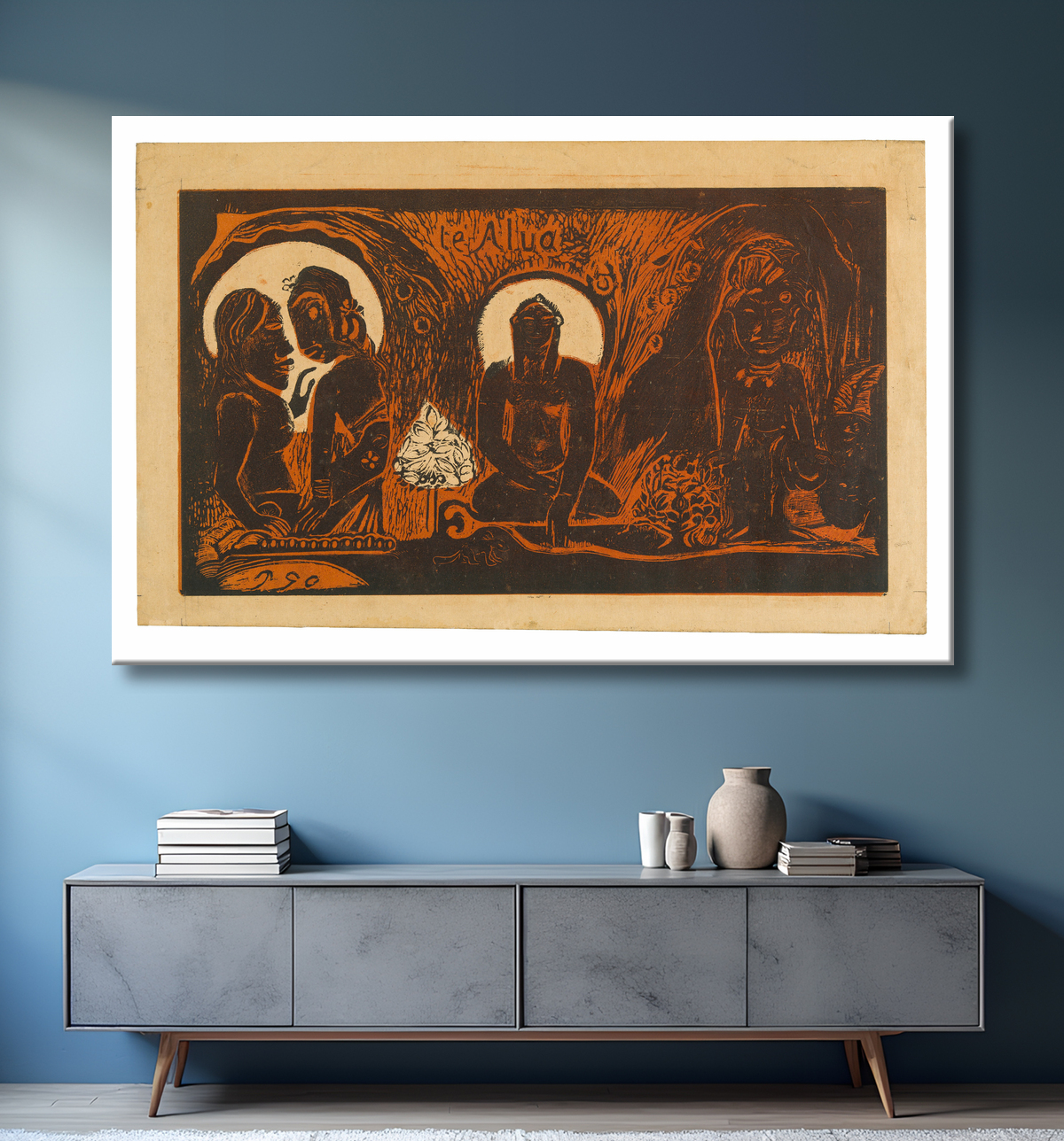 Reproduction Le Dieu, de la suite Noa Noa de Paul Gauguin avec decor
