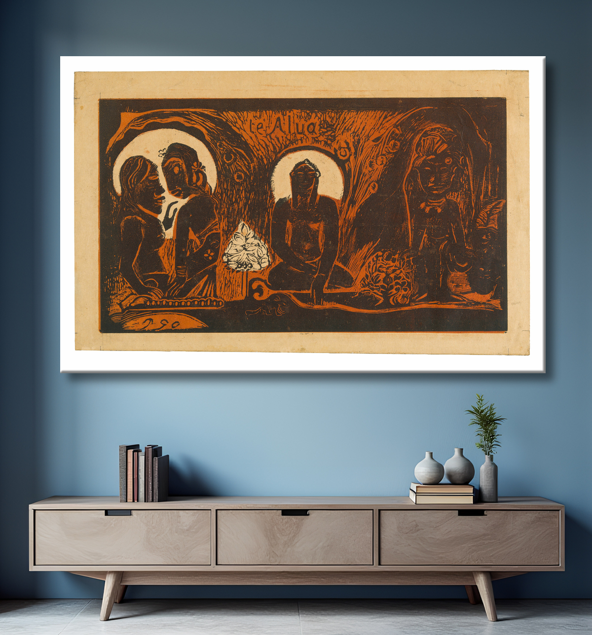 Reproduction Le Dieu, de la suite Noa Noa de Paul Gauguin avec decor