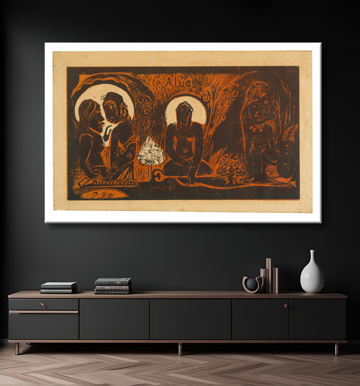 Reproduction Le Dieu, de la suite Noa Noa de Paul Gauguin avec decor