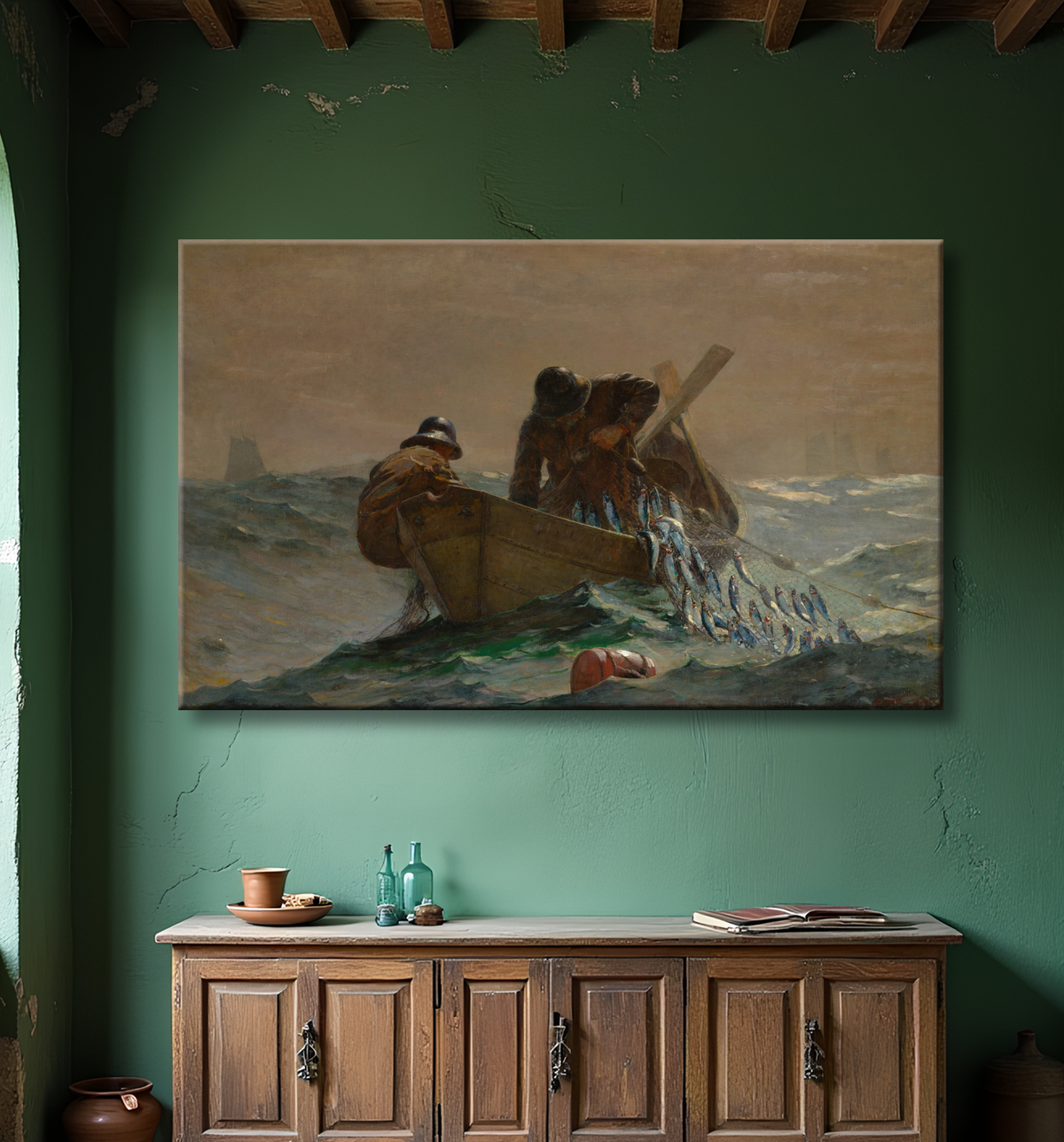 Reproduction Le filet à hareng de Winslow Homer avec decor