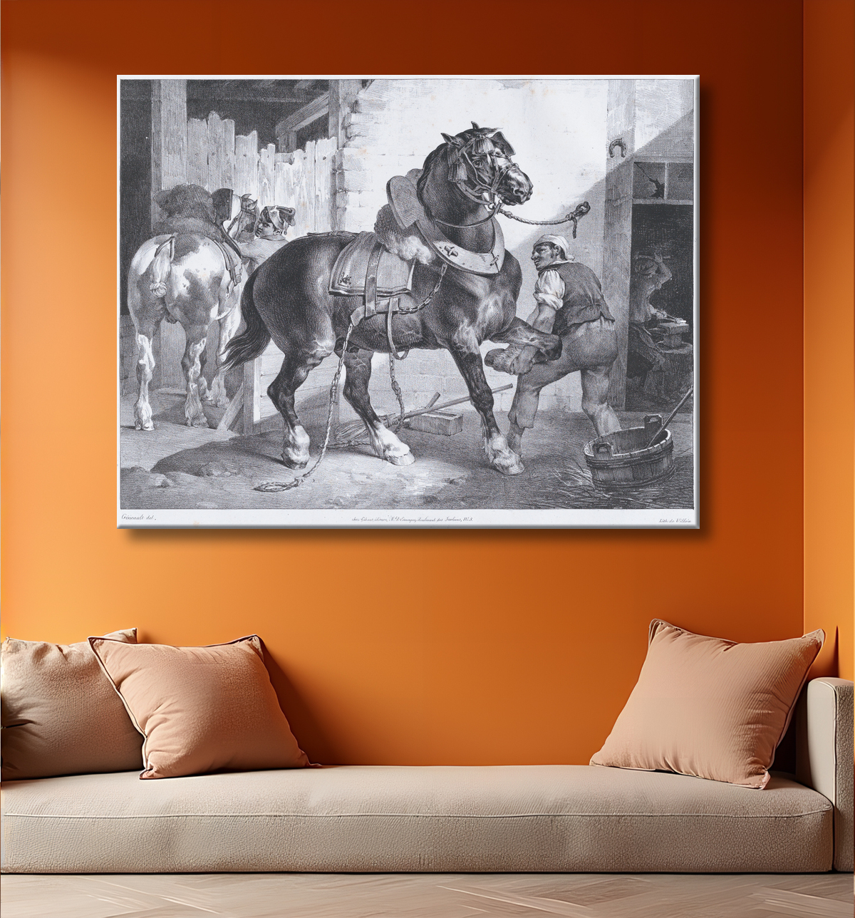 Reproduction Le forgeron français de Théodore Gericault avec decor