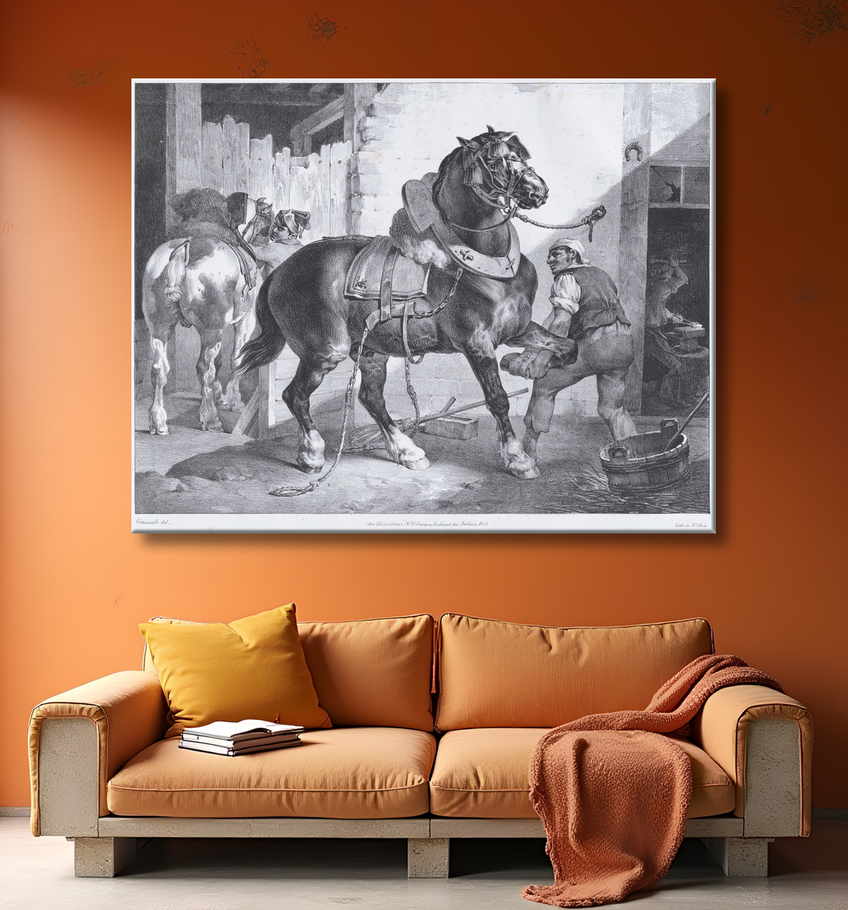Reproduction Le forgeron français de Théodore Gericault avec decor