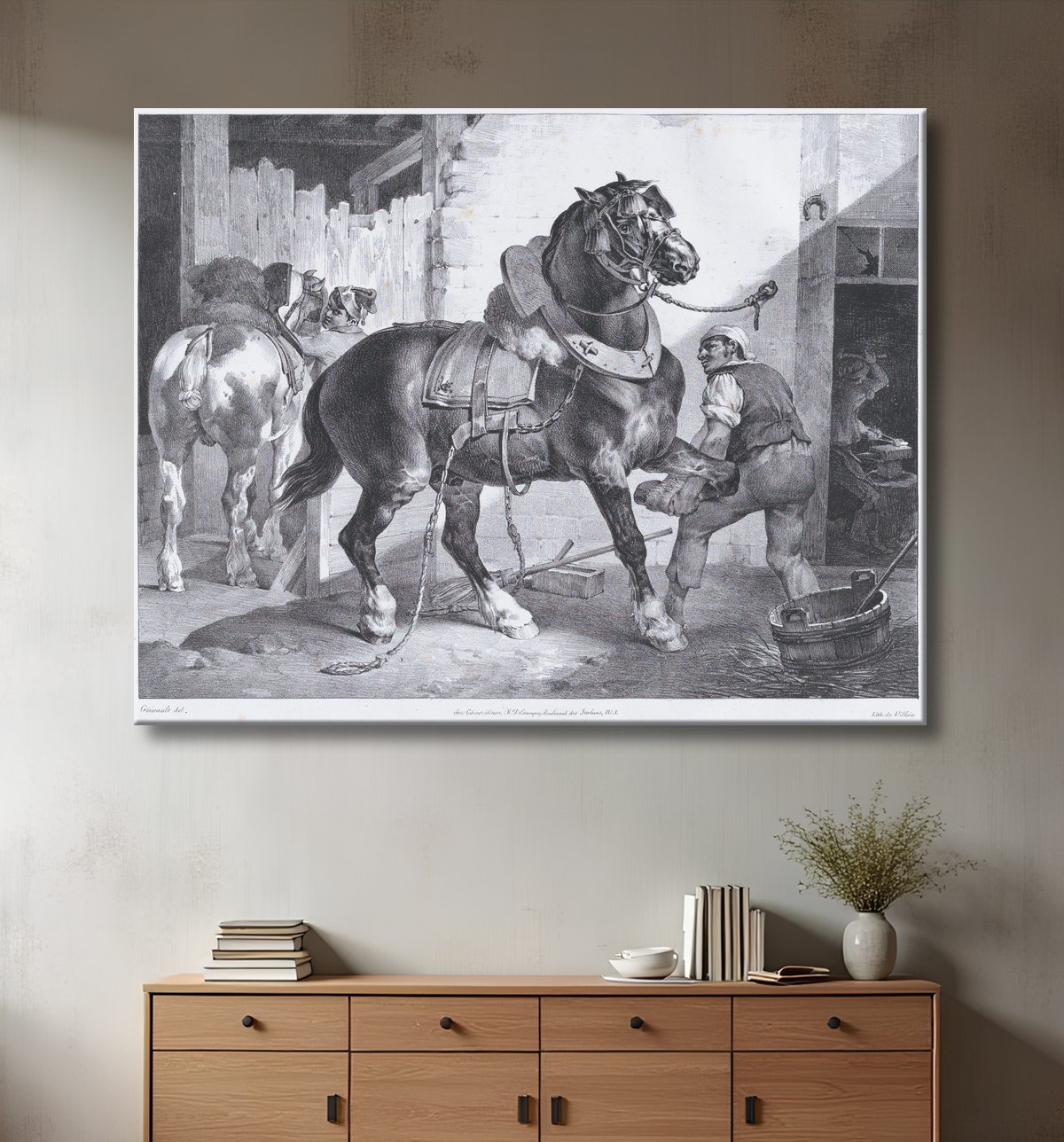 Reproduction Le forgeron français de Théodore Gericault avec decor
