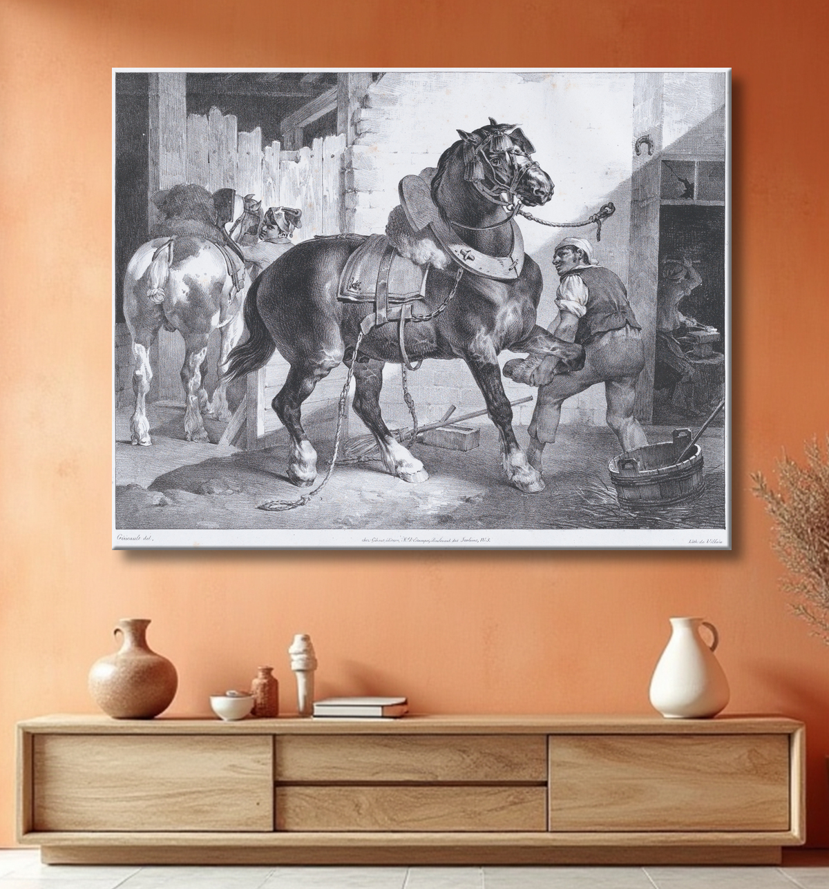 Reproduction Le forgeron français de Théodore Gericault avec decor