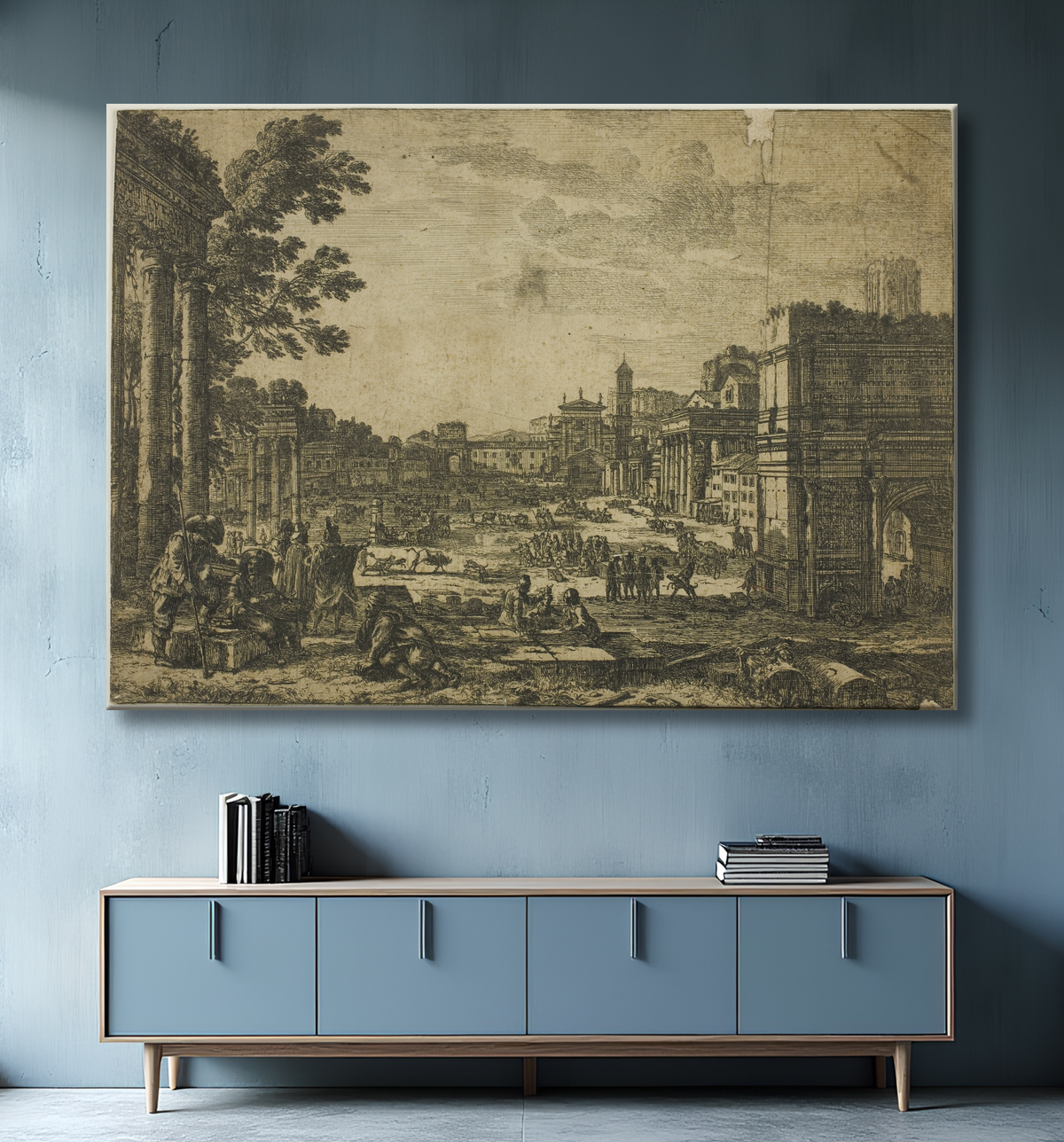 Reproduction Le Forum Romain de Claude Lorrain avec decor