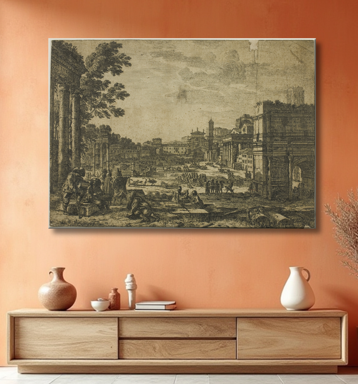 Reproduction Le Forum Romain de Claude Lorrain avec decor
