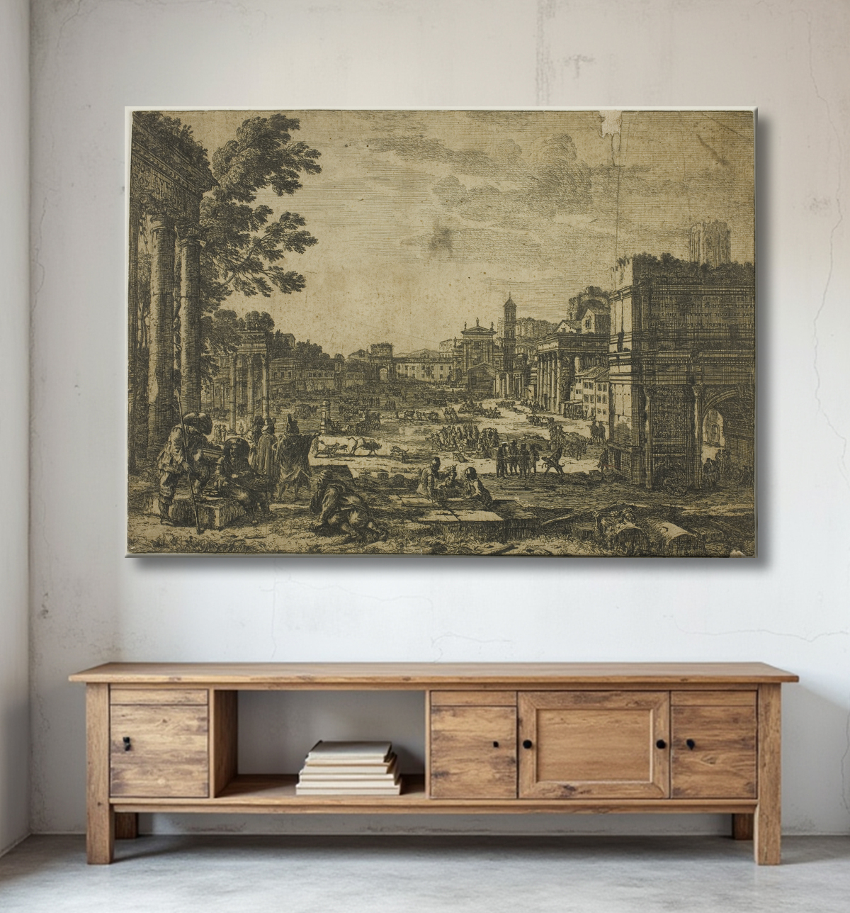 Reproduction Le Forum Romain de Claude Lorrain avec decor