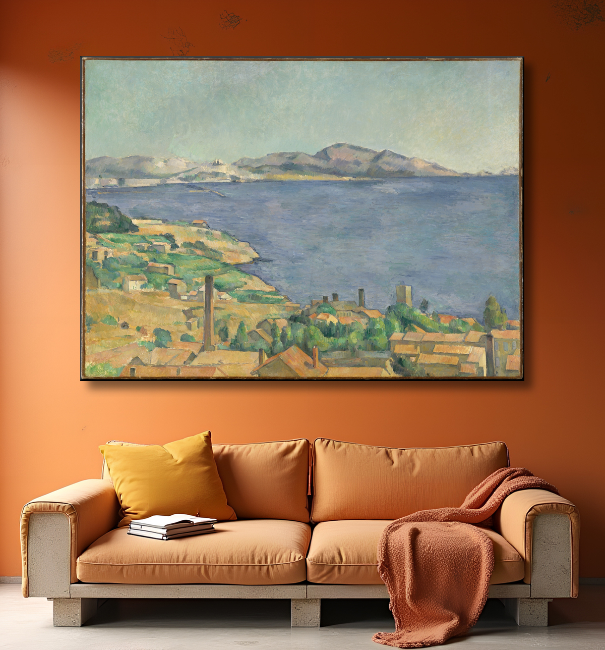 Reproduction Le golfe de Marseille vu de l'Estaque de Paul Cézanne avec decor