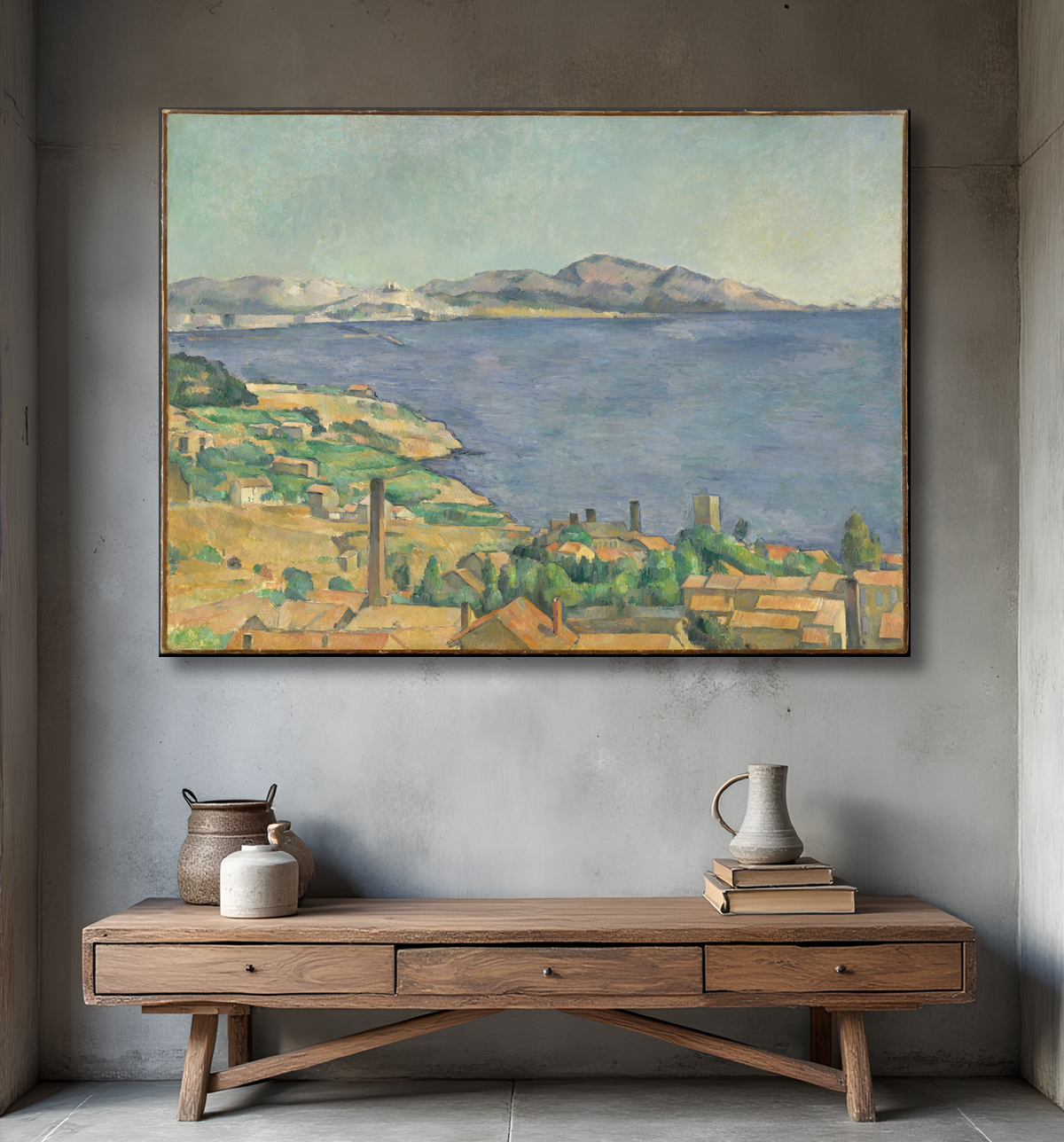 Reproduction Le golfe de Marseille vu de l'Estaque de Paul Cézanne avec decor