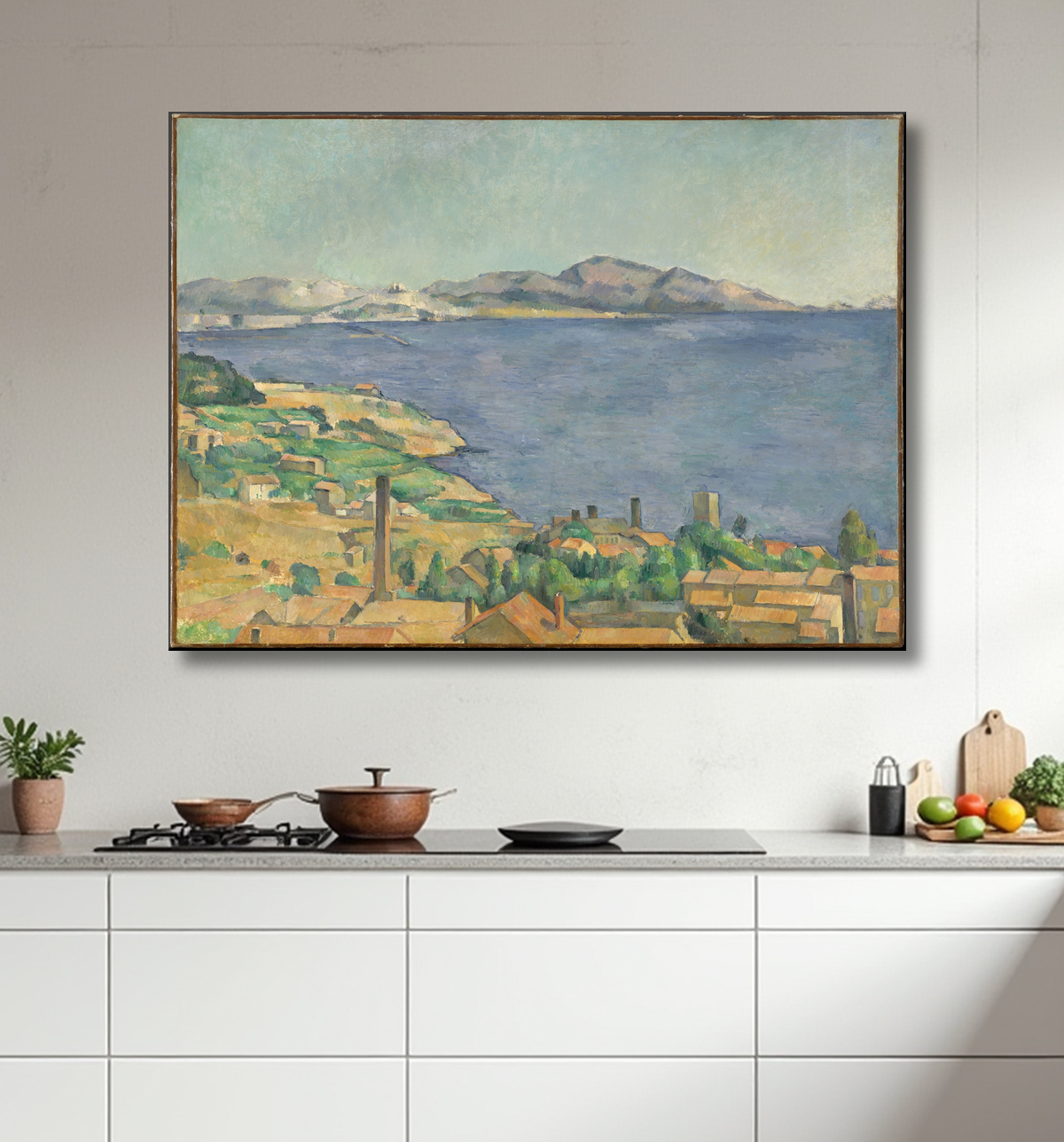 Reproduction Le golfe de Marseille vu de l'Estaque de Paul Cézanne avec decor