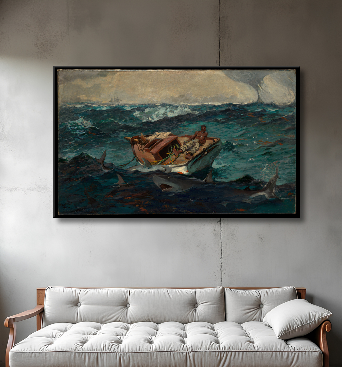 Reproduction Le Gulf Stream de Winslow Homer avec decor
