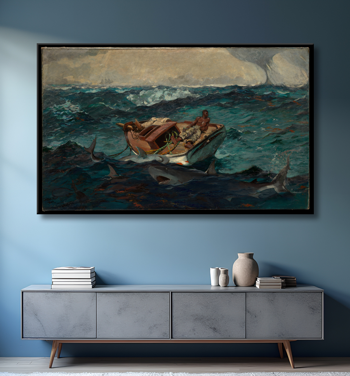 Reproduction Le Gulf Stream de Winslow Homer avec decor