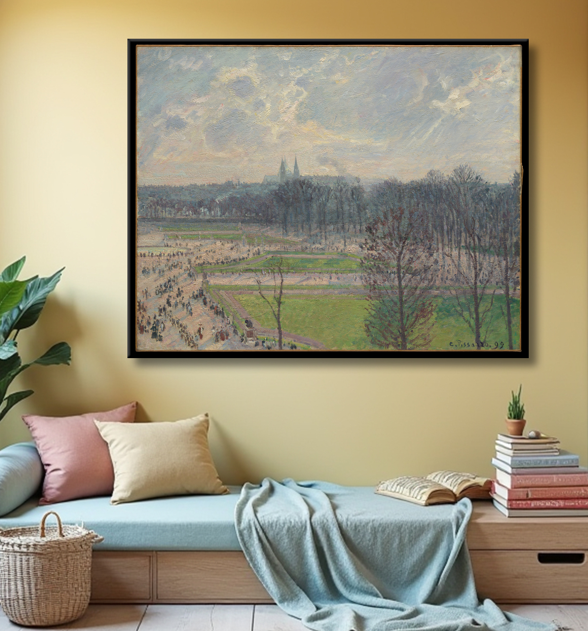 Reproduction Le Jardin des Tuileries un après-midi d'hiver de Camille Pissarro avec decor