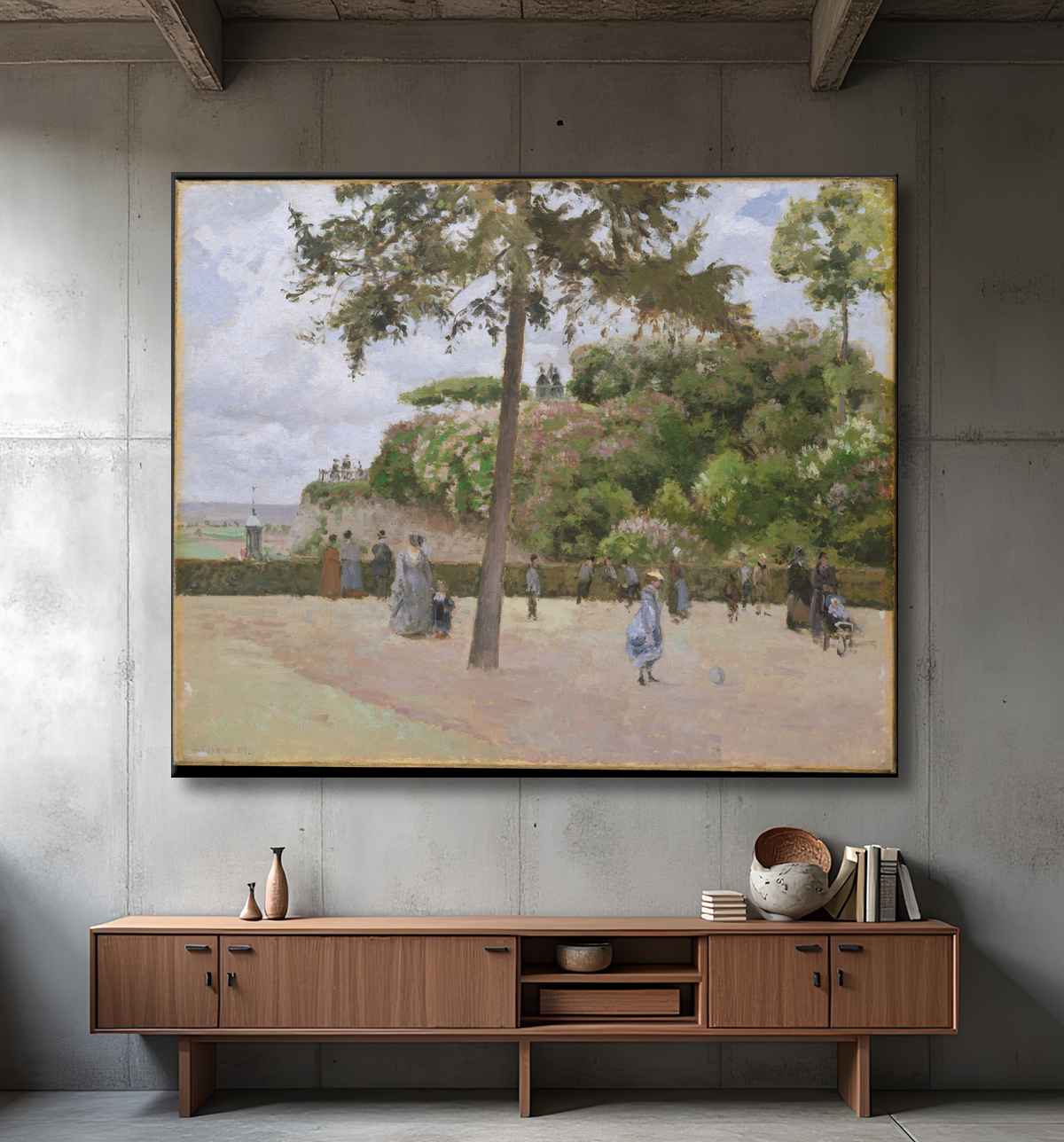 Reproduction Le Jardin Public de Pontoise de Camille Pissarro avec decor
