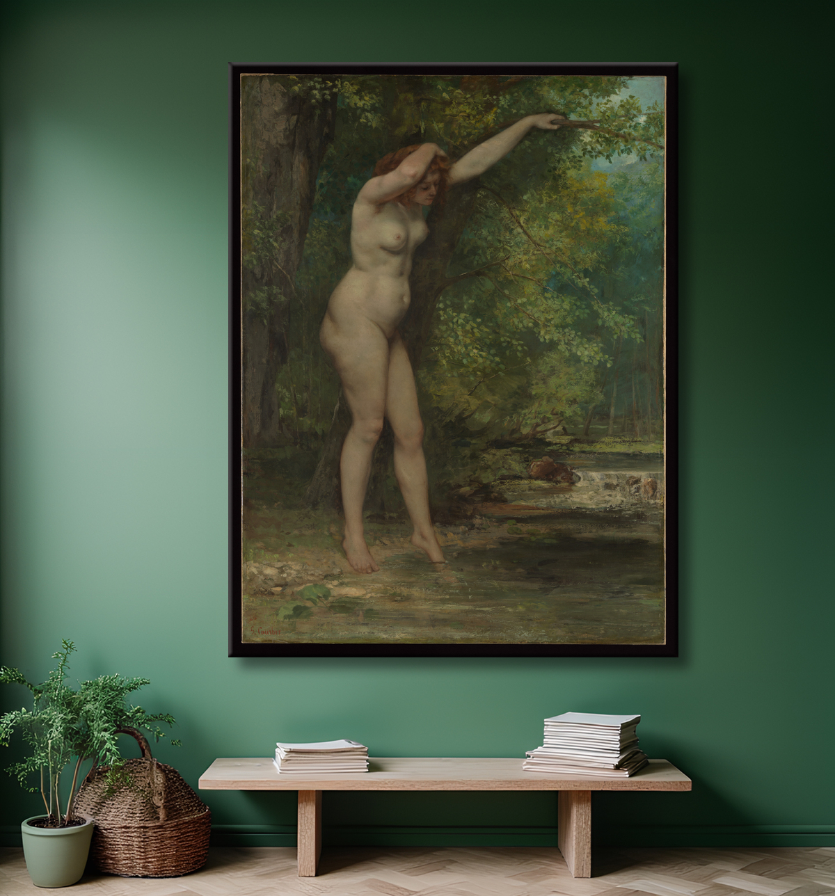 Reproduction Le jeune baigneur de Gustave Courbet avec decor