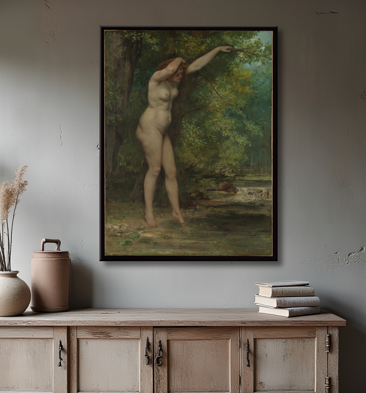 Reproduction Le jeune baigneur de Gustave Courbet avec decor